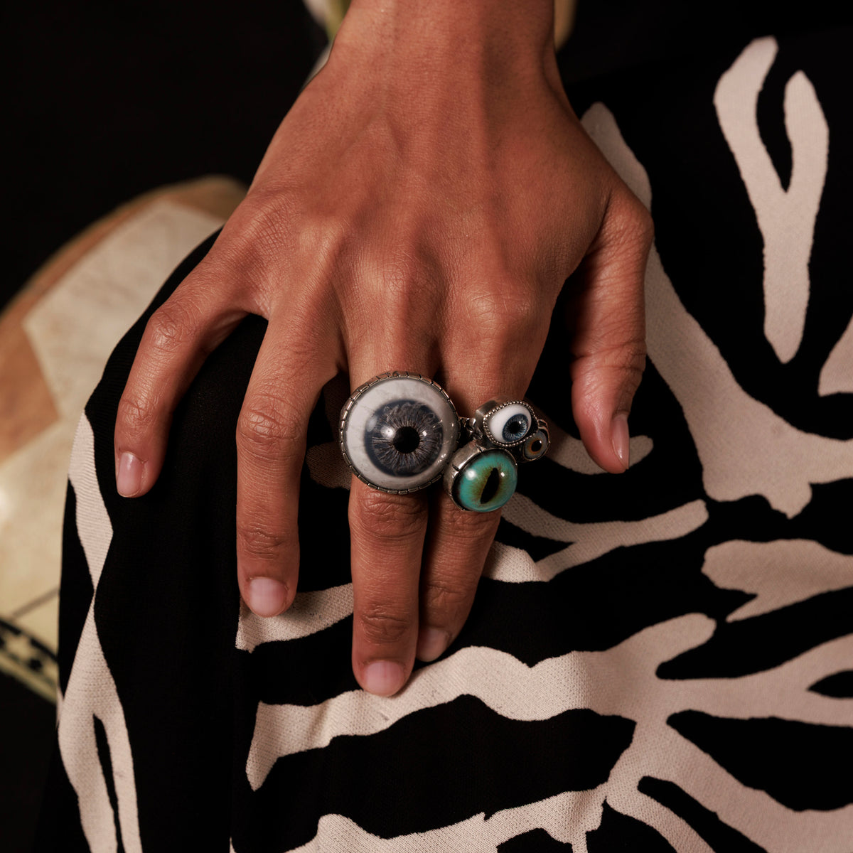 Eye Love You Hand-Painted Eye Ring Blue – Sterling Silver – Gem Kingdom