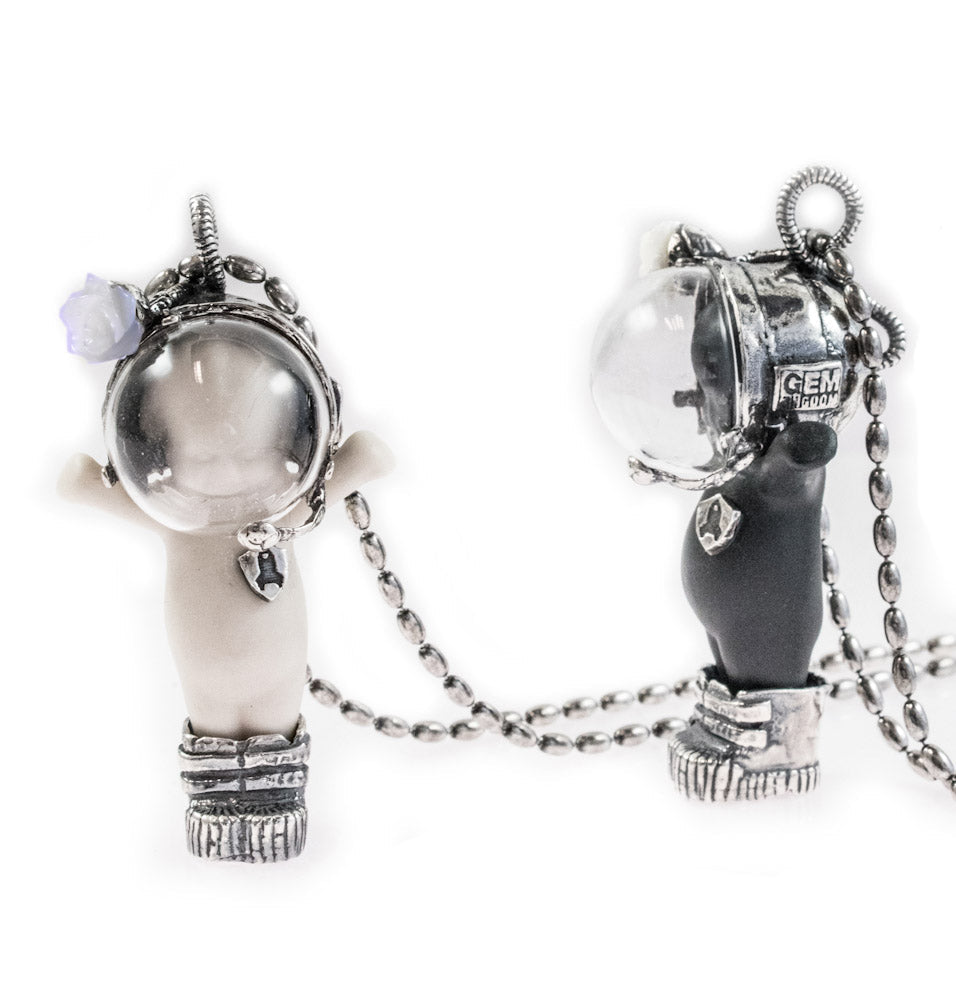 Major Tom White And Silver Necklace – Sterling Silver – Gem Kingdom