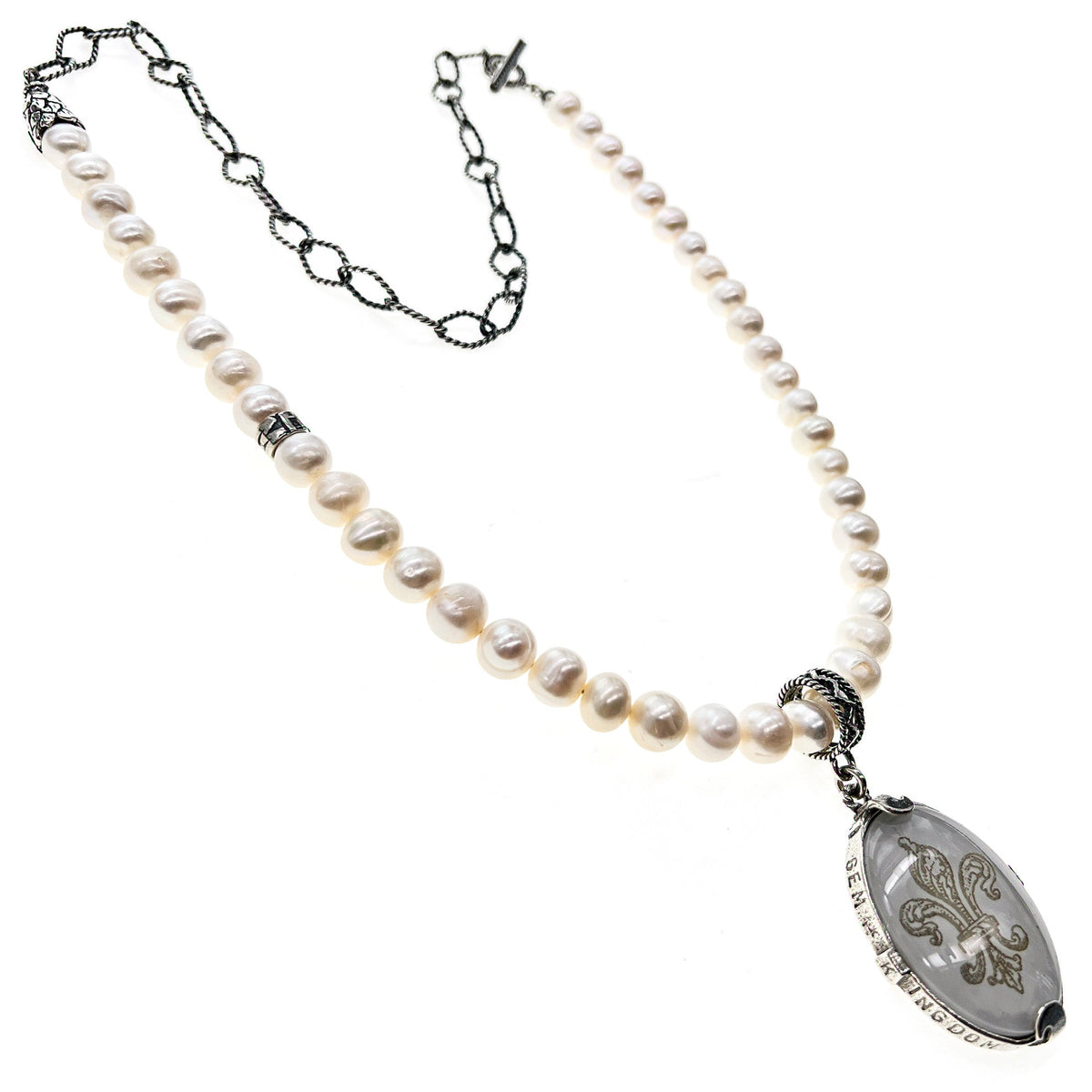 Fleur-De-Lis Necklace White – Sterling Silver – Gem Kingdom