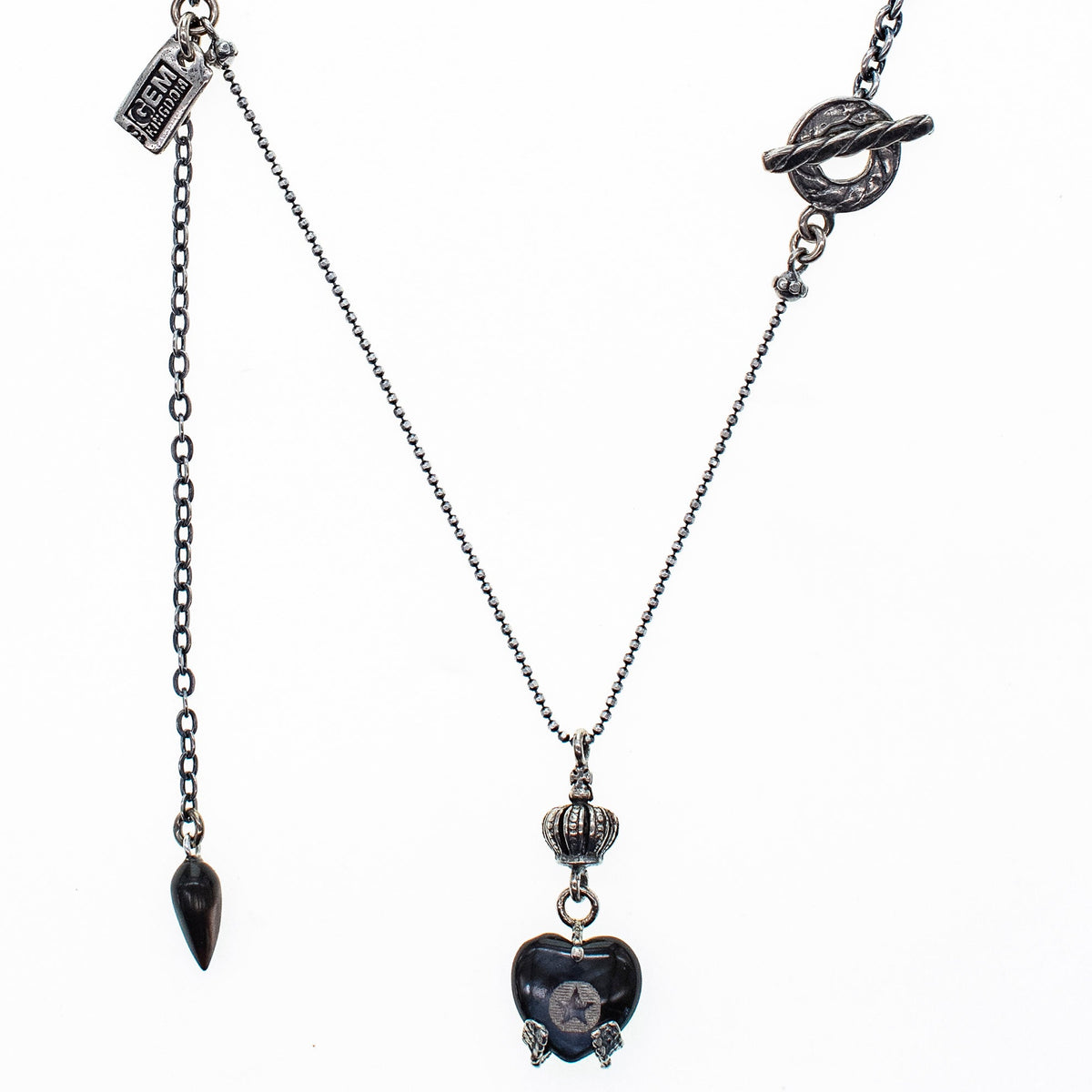 Mother Of Pearl Heart Necklace Black – Sterling Silver – Gem Kingdom