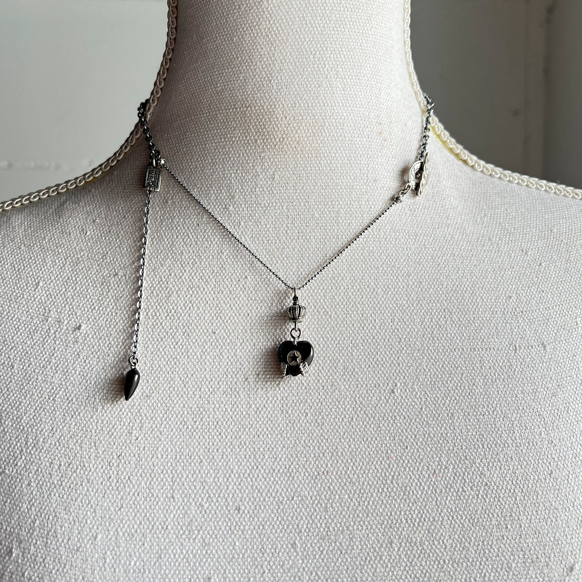 Mother Of Pearl Heart Necklace Black – Sterling Silver – Gem Kingdom