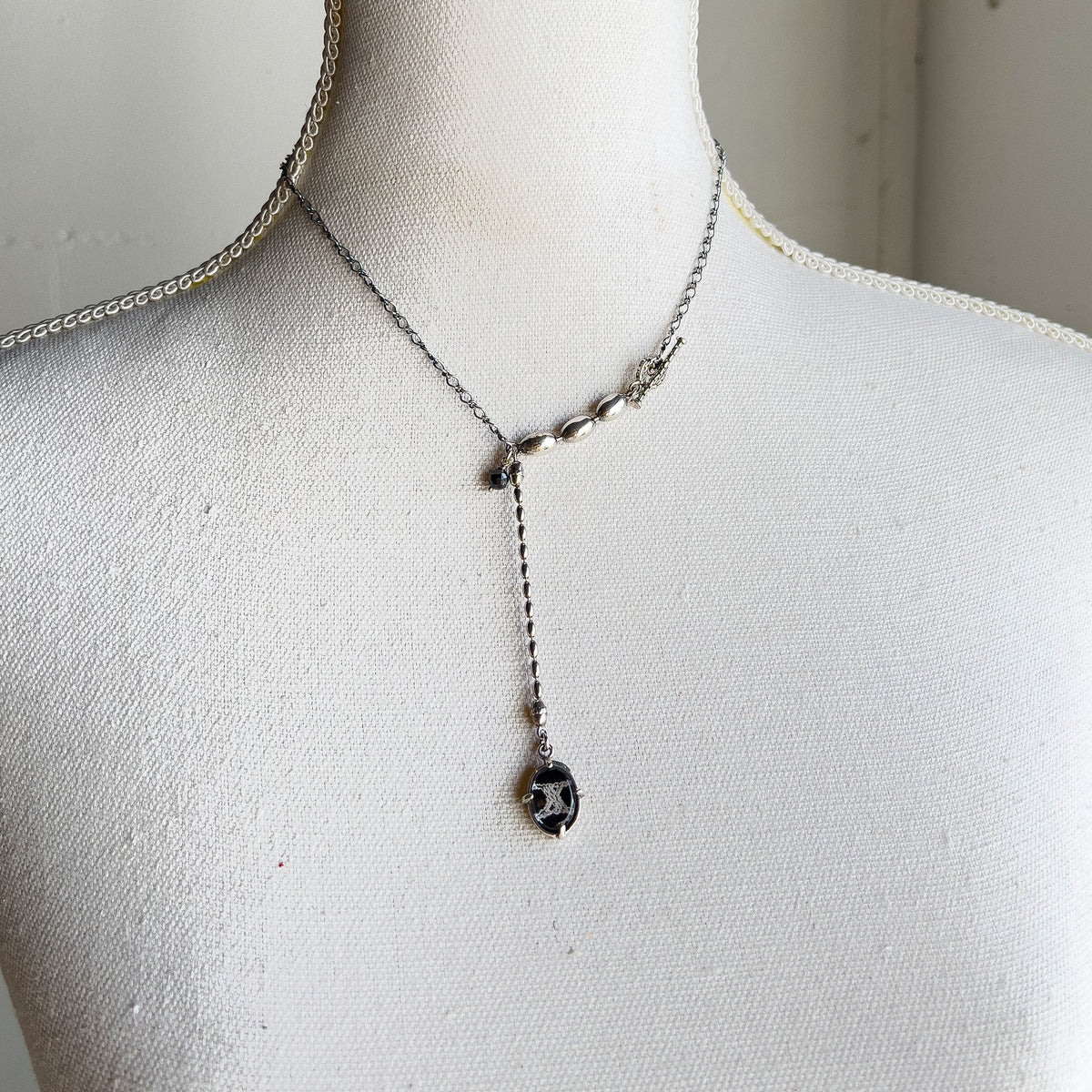 Rebel Rebel Intaglio Y-Necklace Short – Sterling Silver – Gem Kingdom