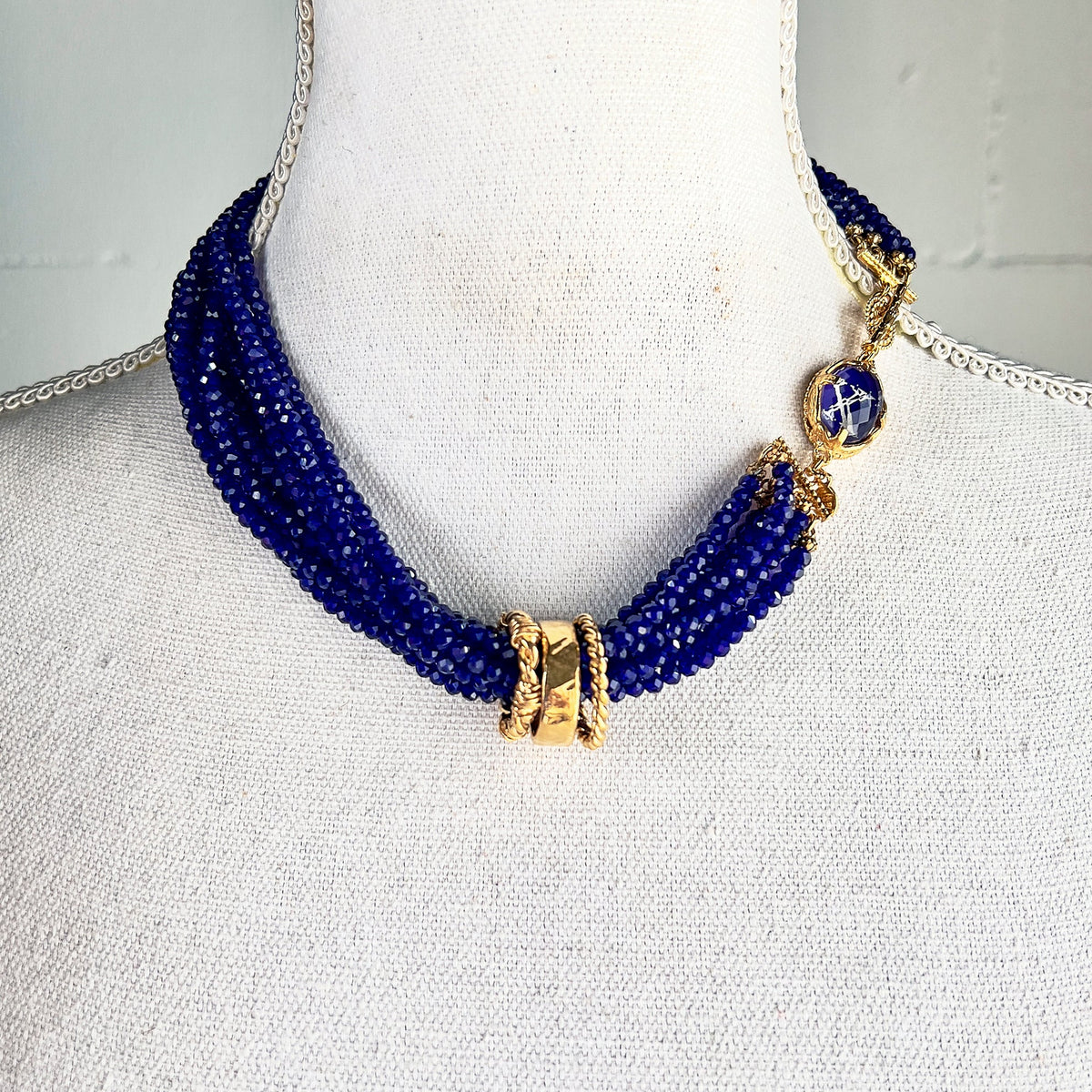 Blue Multi-Strand Necklace – Gold Plated – Gem Kingdom