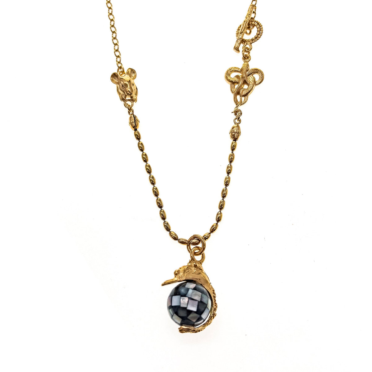 Zwaan Ketting Zwart – 18K Verguld – Gem Kingdom