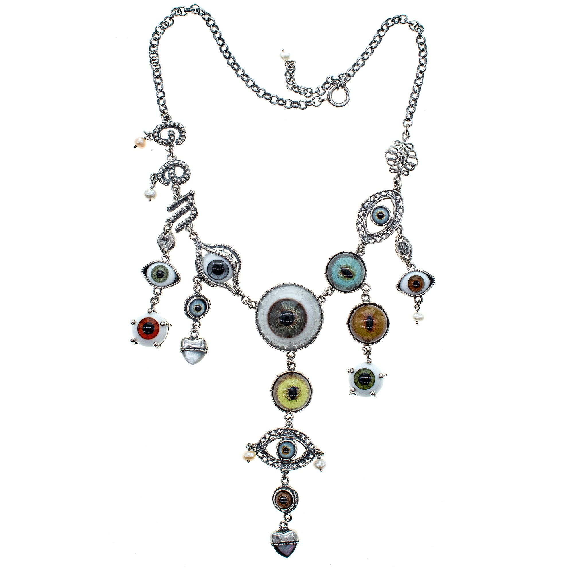 Eye Love You Statement Necklace – Sterling Silver – Gem Kingdom