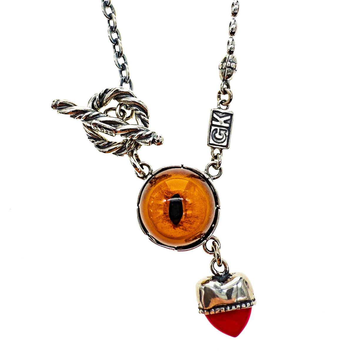 Eye Love You Necklace Orange – Sterling Silver – Gem Kingdom