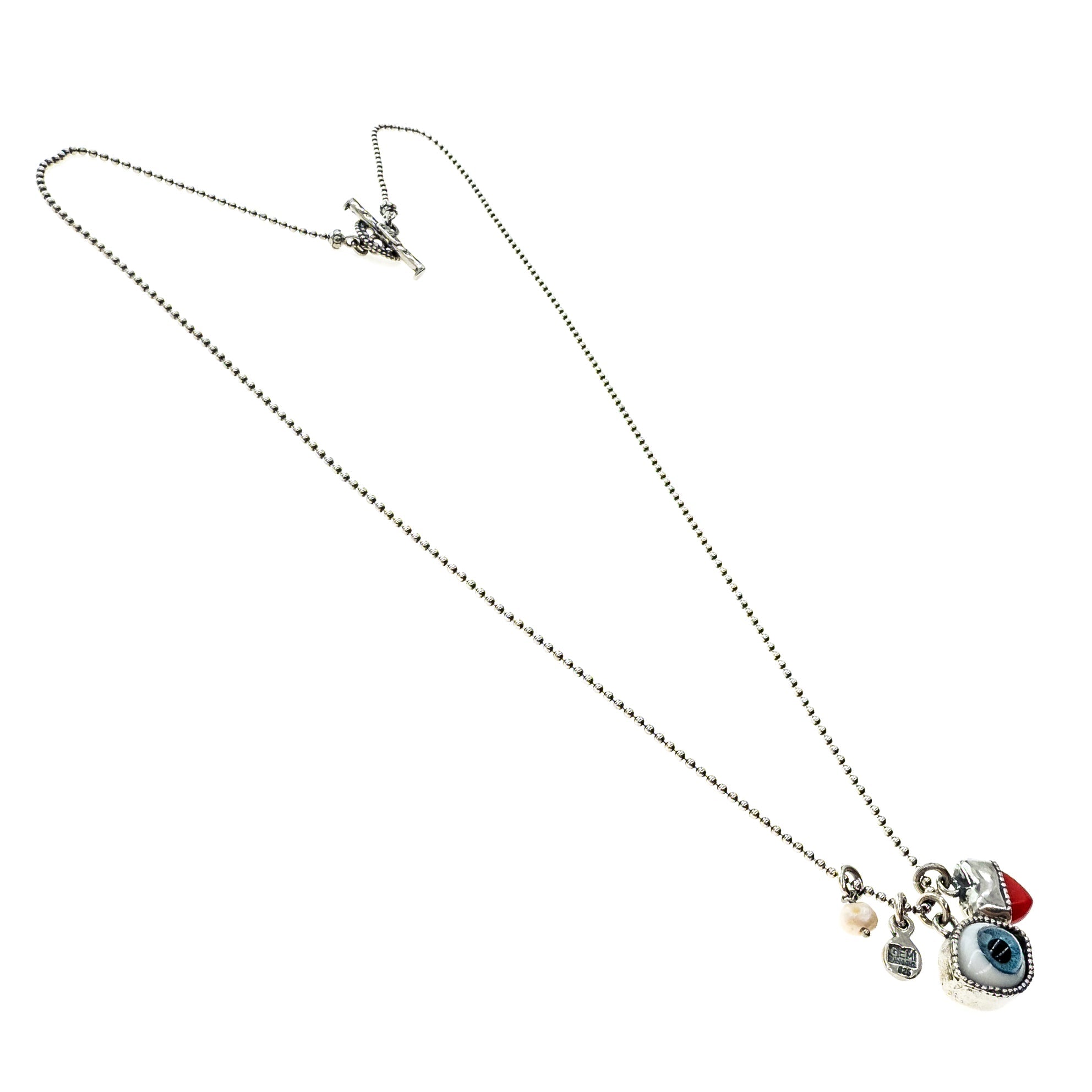 Blue Eye Love You Necklace Long – Sterling Silver – Gem Kingdom