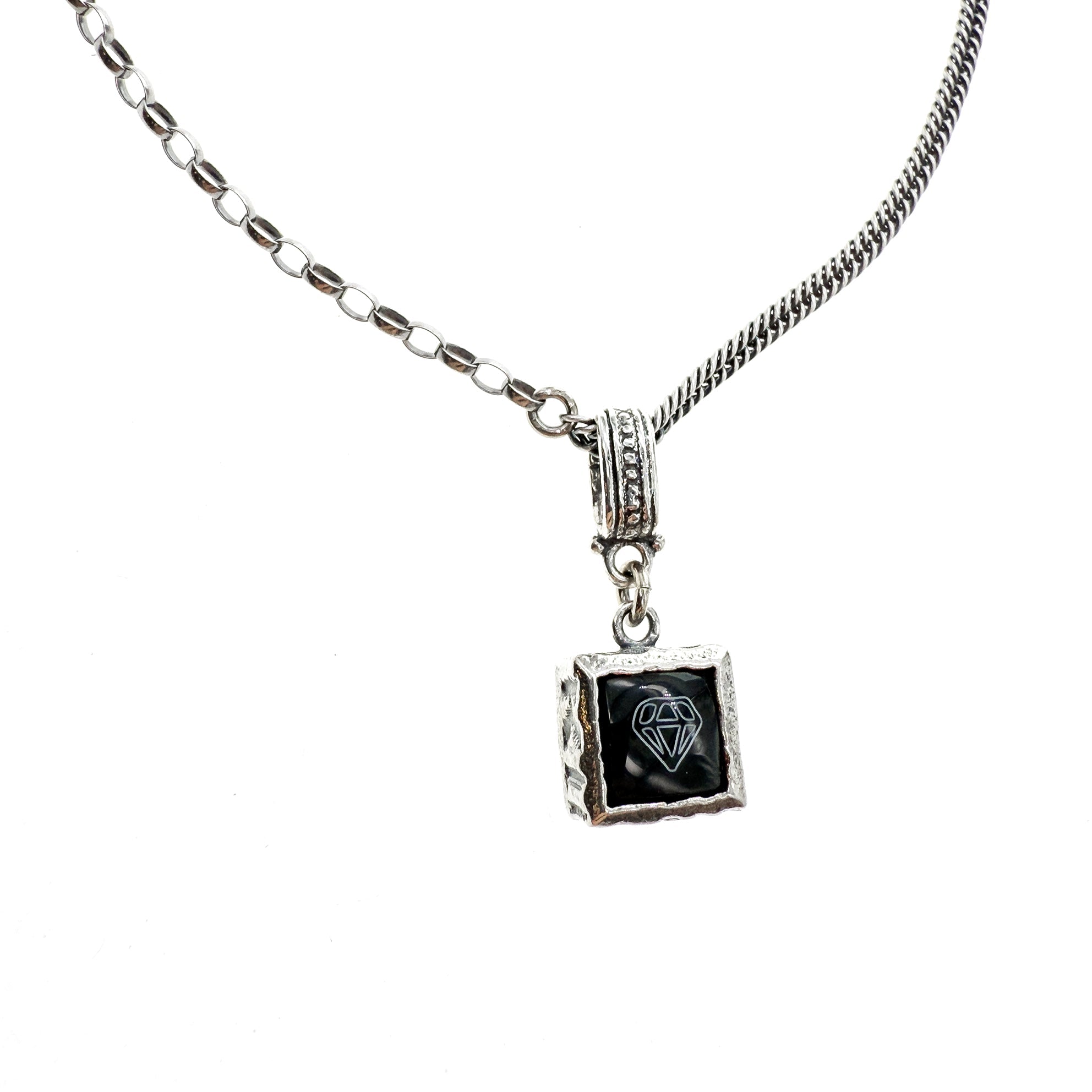 Diamond Onyx Necklace – Sterling Silver – Gem Kingdom