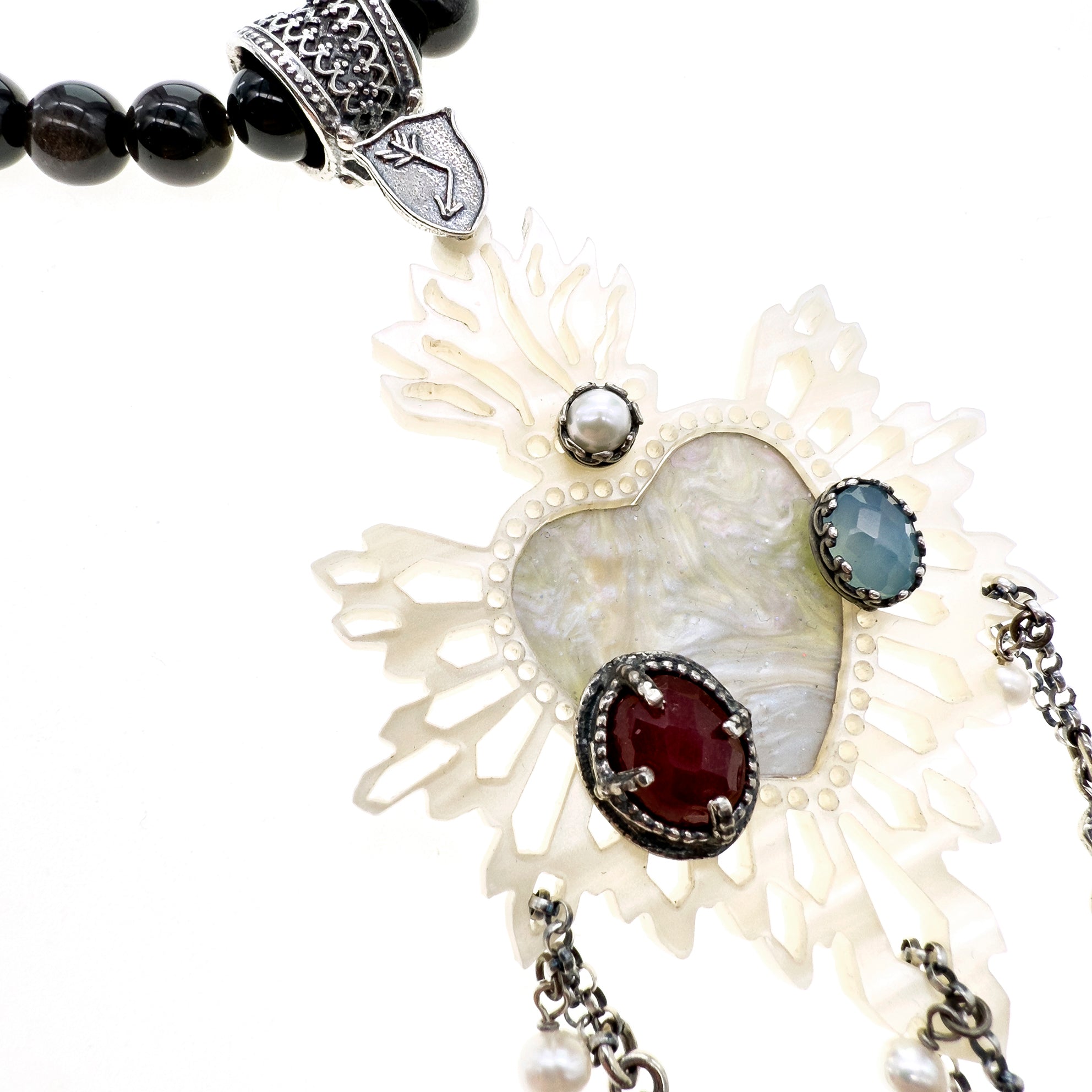 Sacred Heart Statement Necklace – Sterling Silver – Gem Kingdom