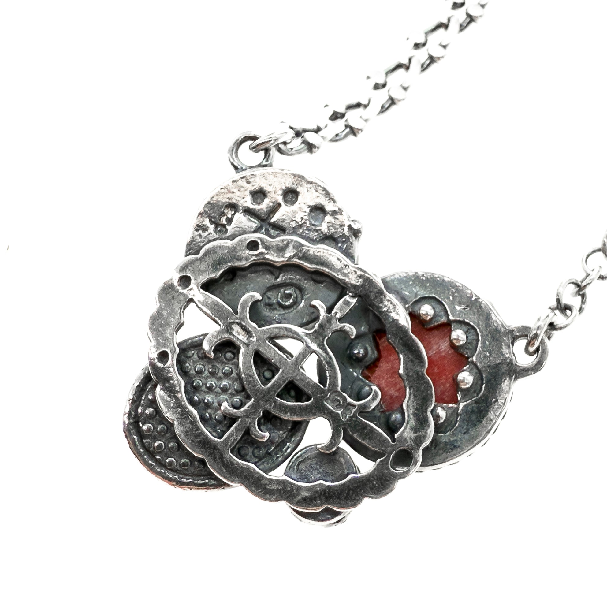 Pink-Red Cluster Necklace – Sterling Silver – Gem Kingdom