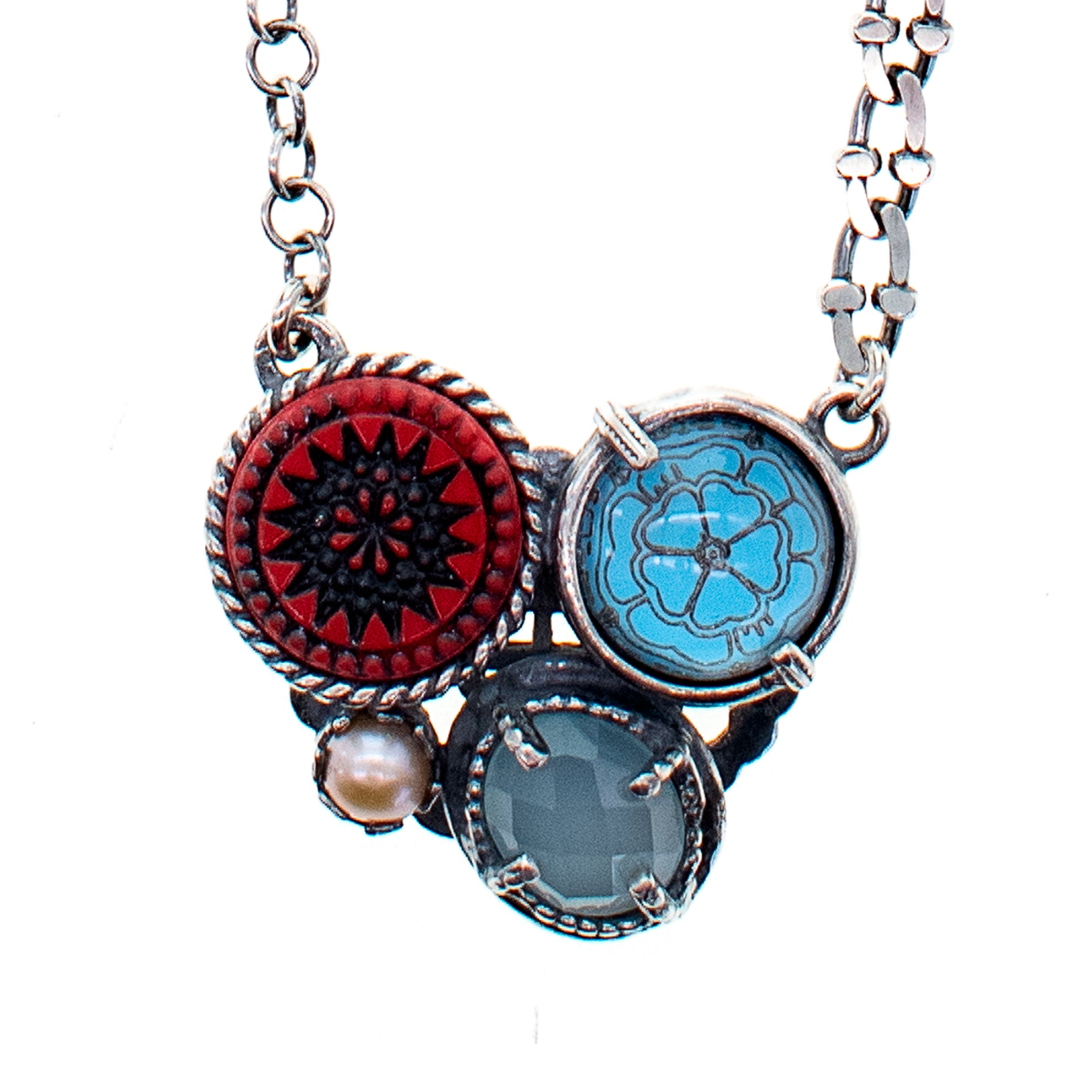 Red-Blue Intaglio Necklace – Sterling Silver – Gem Kingdom