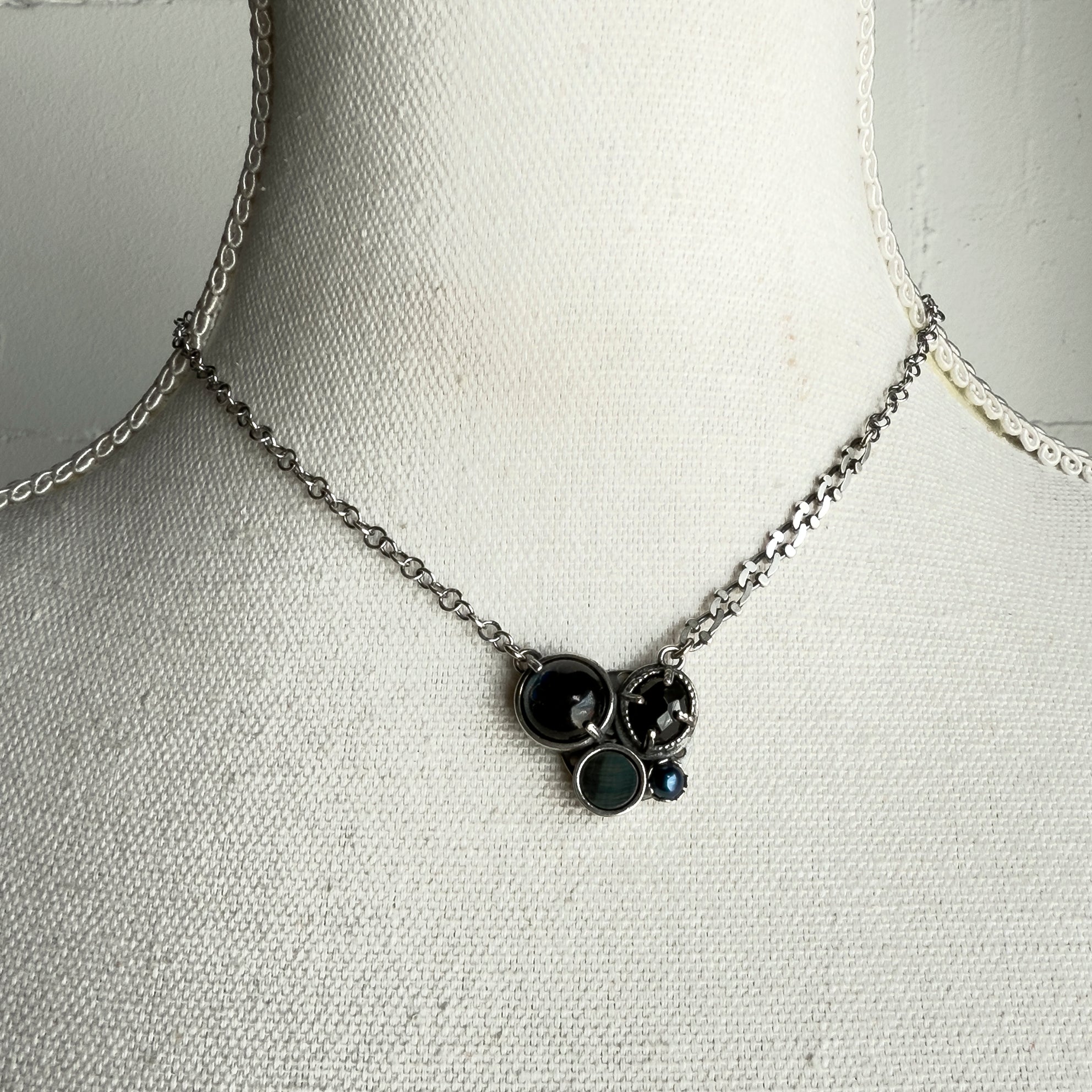 Dark Cluster Necklace – Sterling Silver – Gem Kingdom