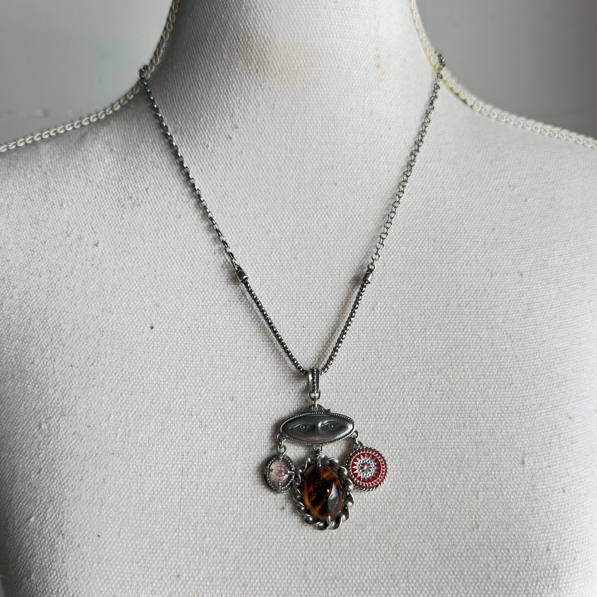 Pink Red Chandelier Necklace – Sterling Silver – Gem Kingdom