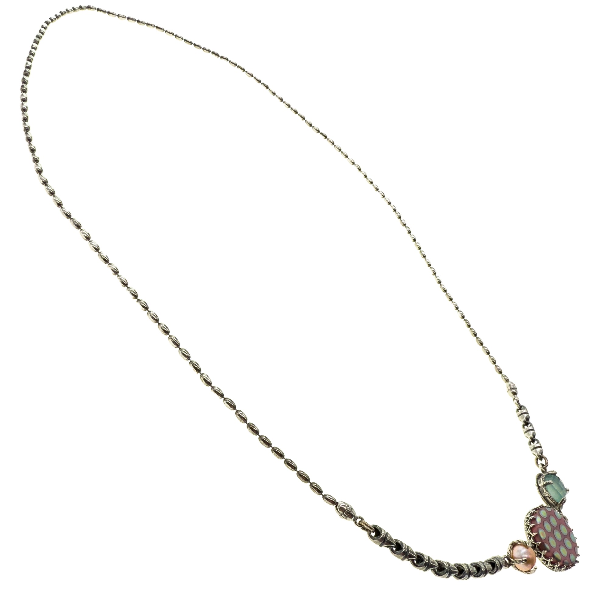 Pastel Trio Long Necklace – Sterling Silver – Gem Kingdom