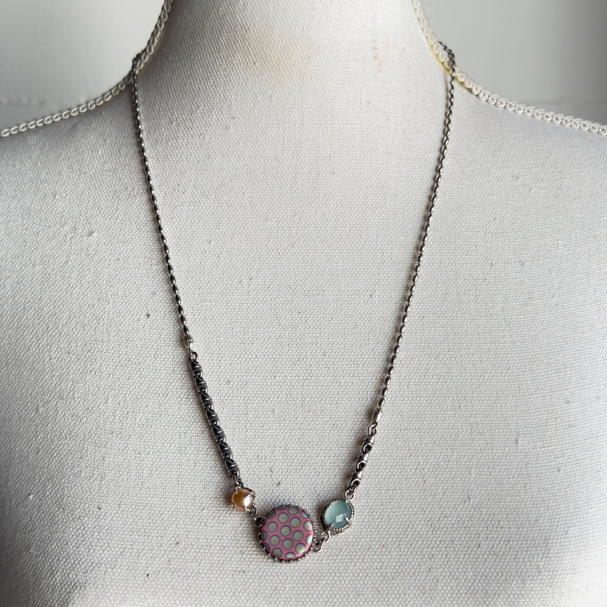 Pastel Trio Long Necklace – Sterling Silver – Gem Kingdom