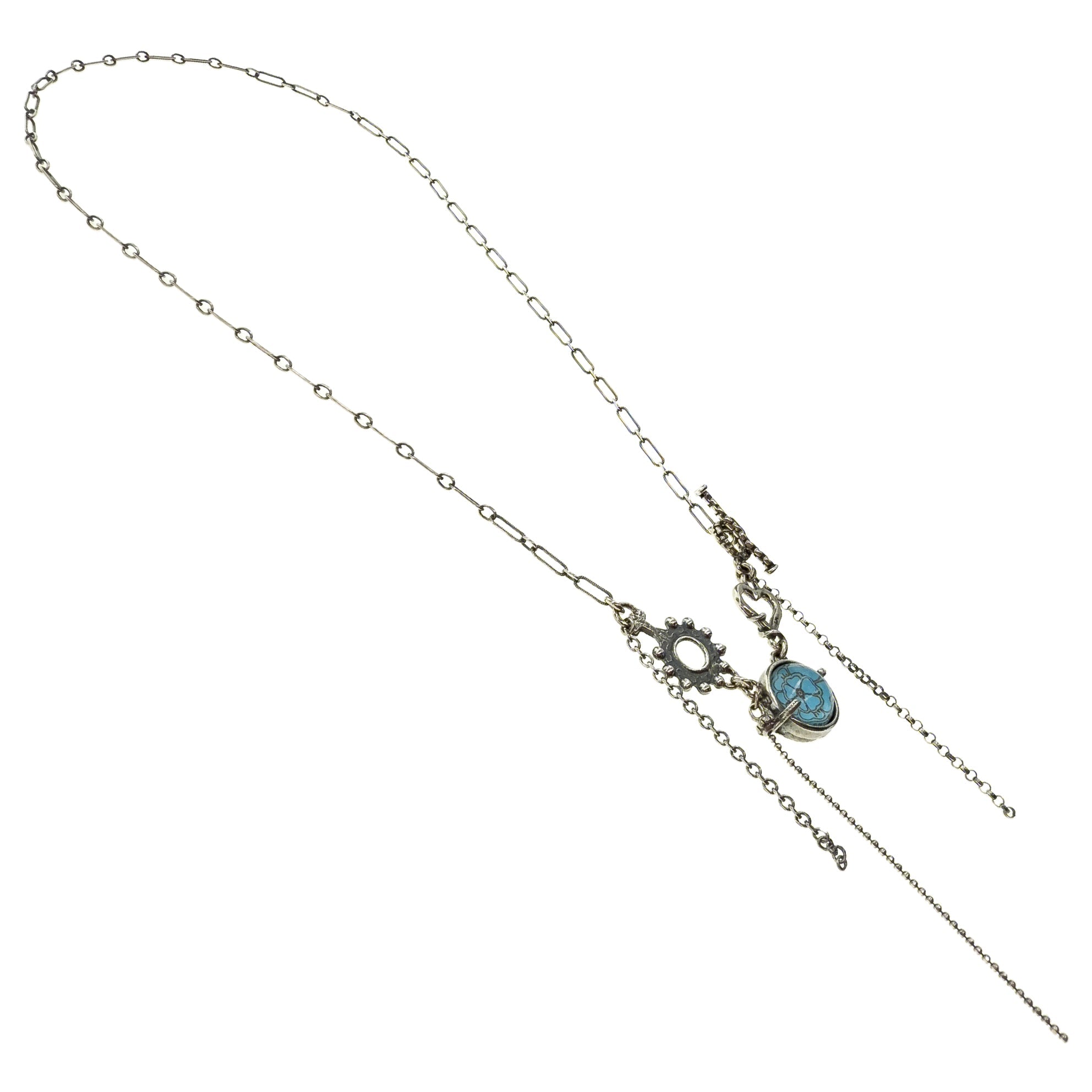 Blue Intaglio Fringe Necklace – Sterling Silver – Gem Kingdom