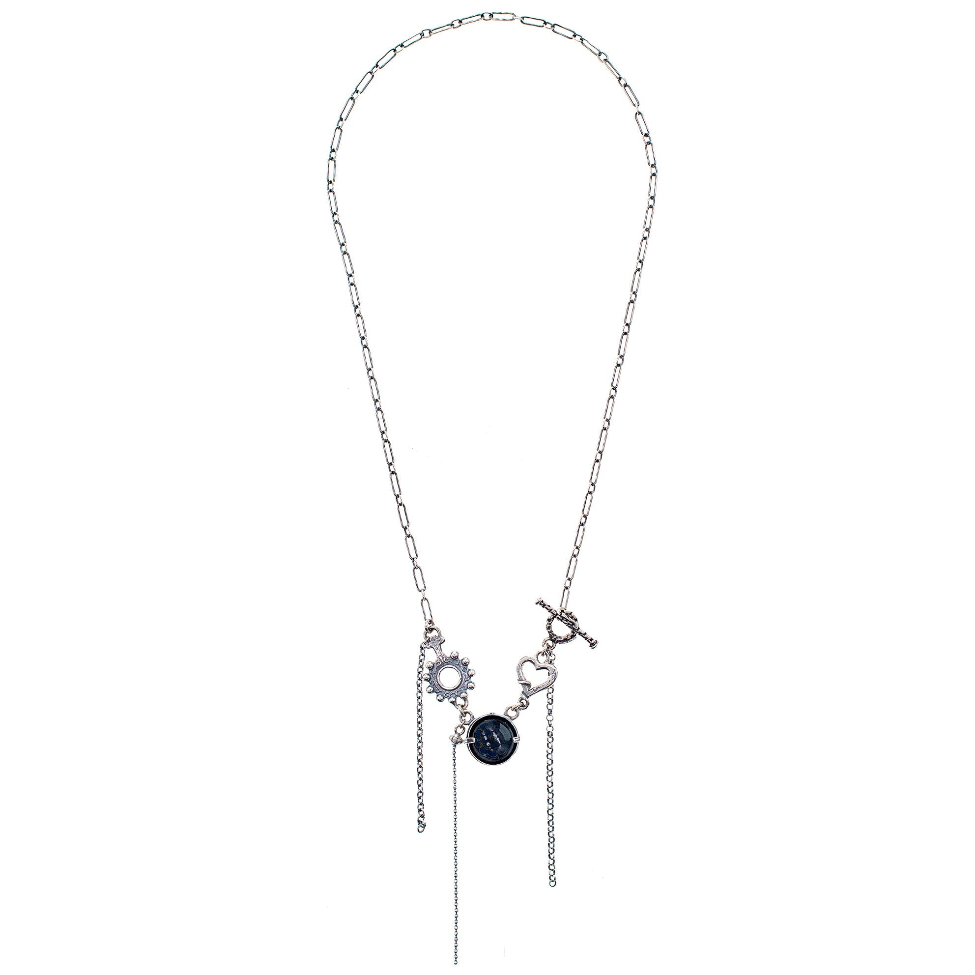 Dark Intaglio Fringe Necklace – Sterling Silver – Gem Kingdom