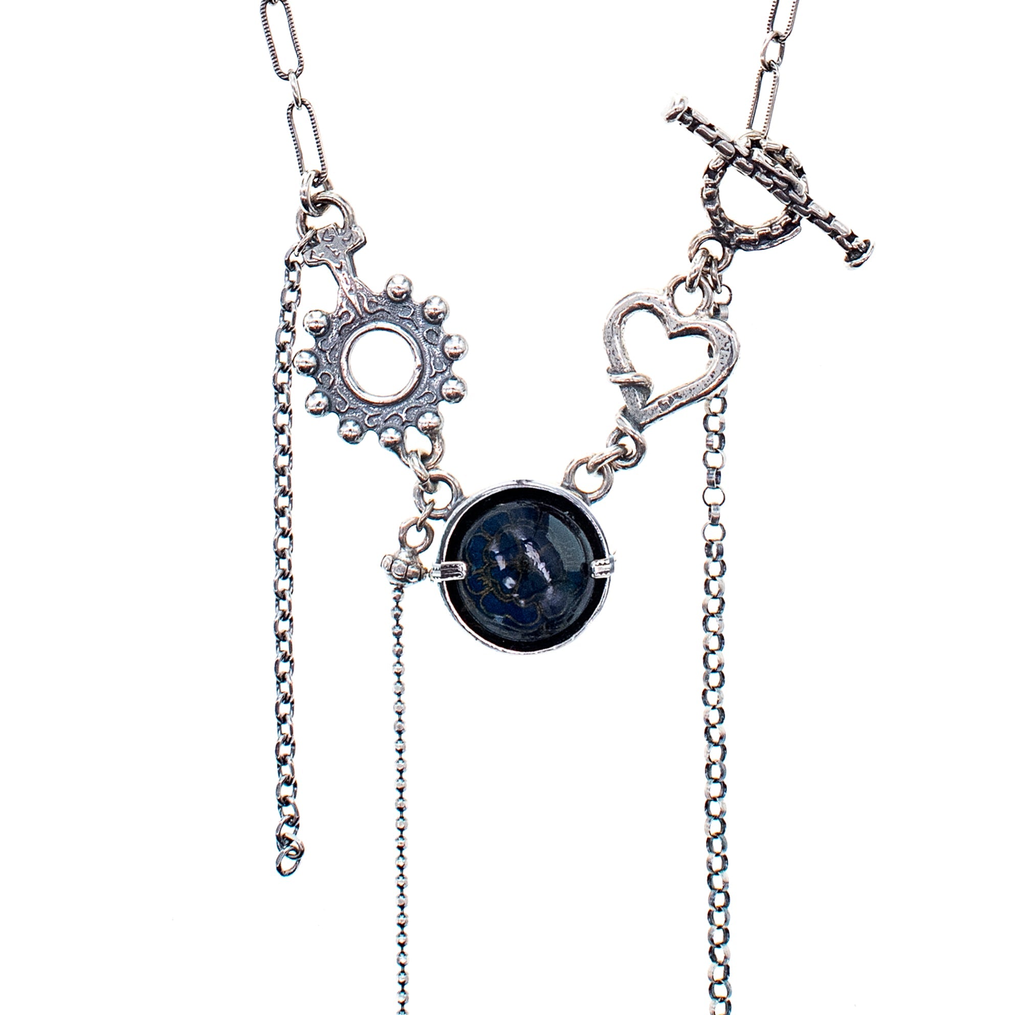 Dark Intaglio Fringe Necklace – Sterling Silver – Gem Kingdom