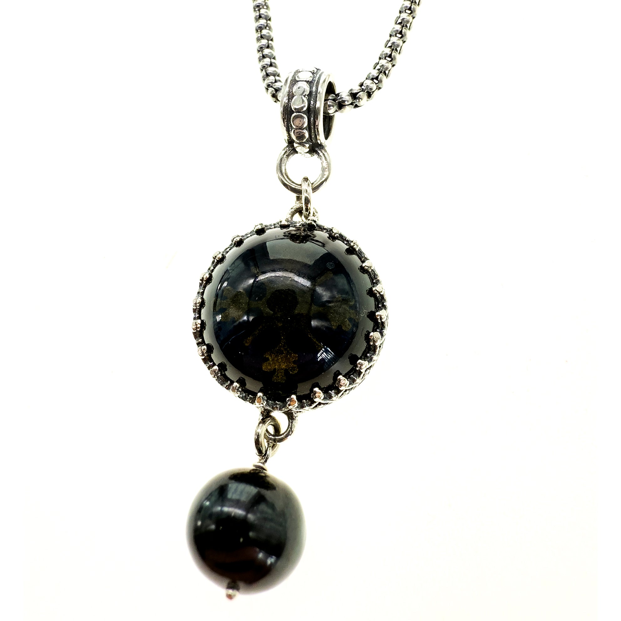 Dark Crystal Intaglio Chain Necklace – Sterling Silver – Gem Kingdom