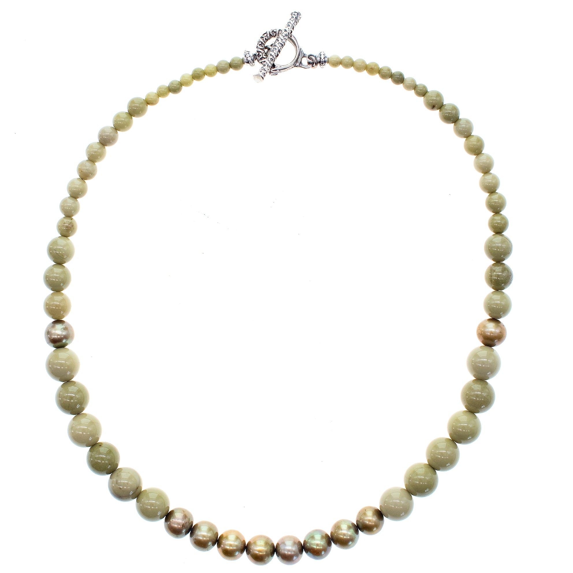 Matcha Green Agate Pearl Necklace – Sterling Silver – Gem Kingdom