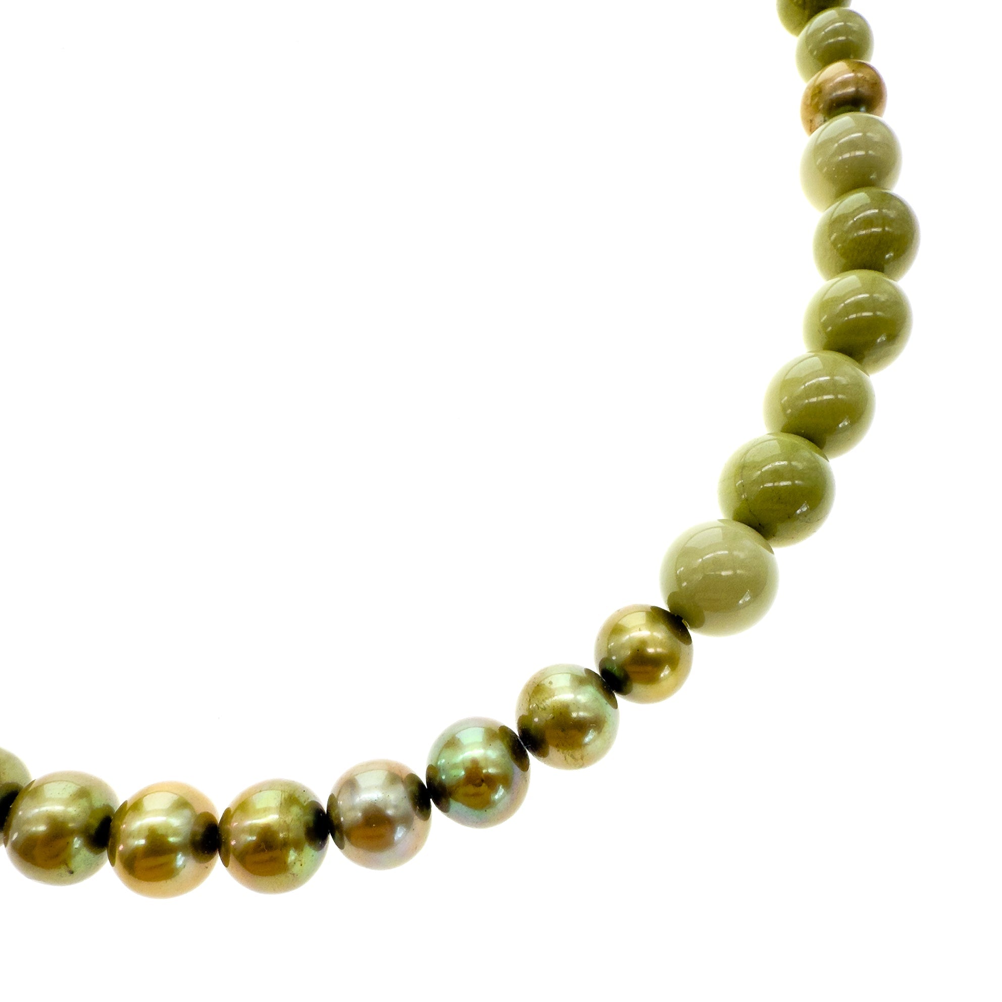 Matcha Green Agate Pearl Necklace – Sterling Silver – Gem Kingdom