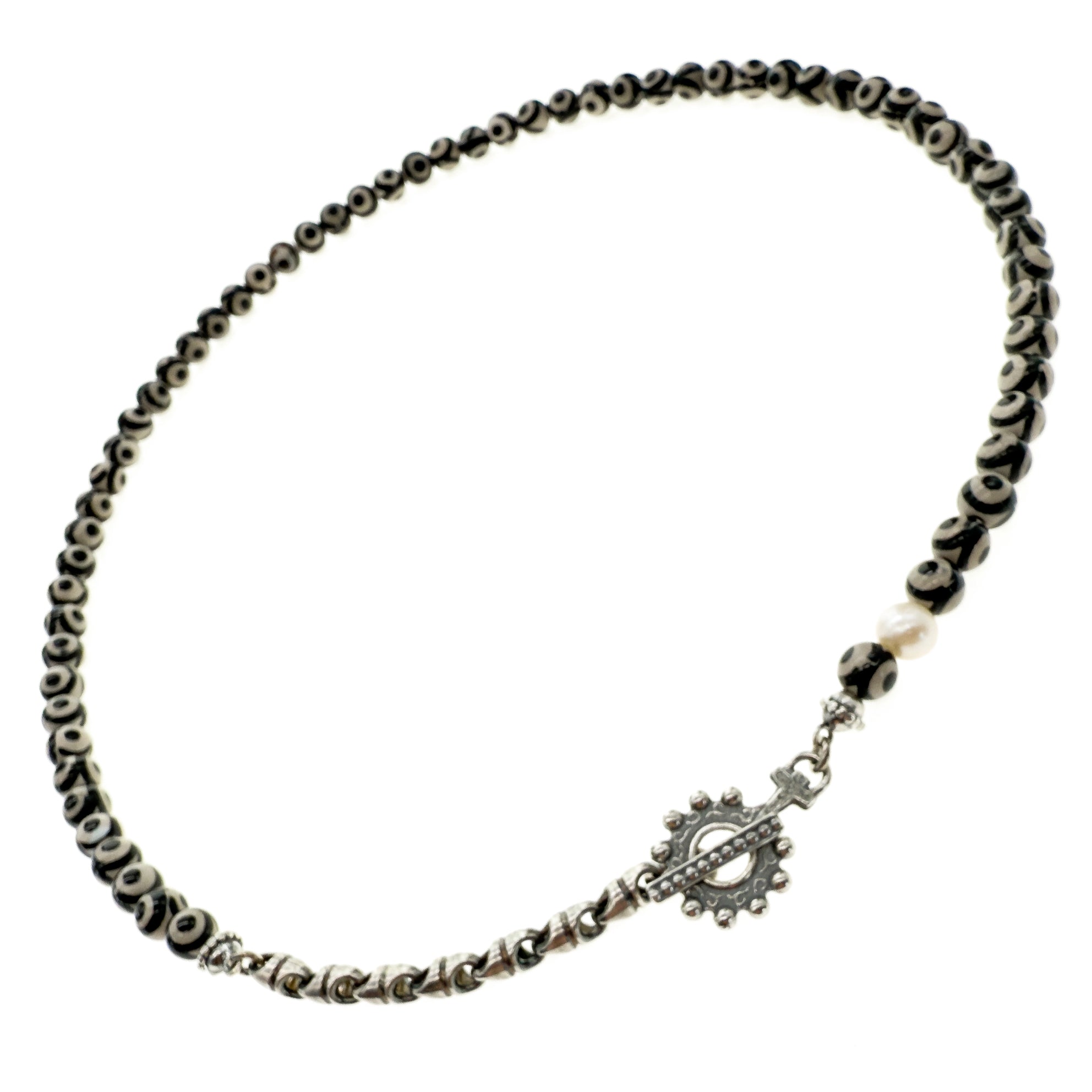 Etched Black Agate Necklace – Sterling Silver – Gem Kingdom