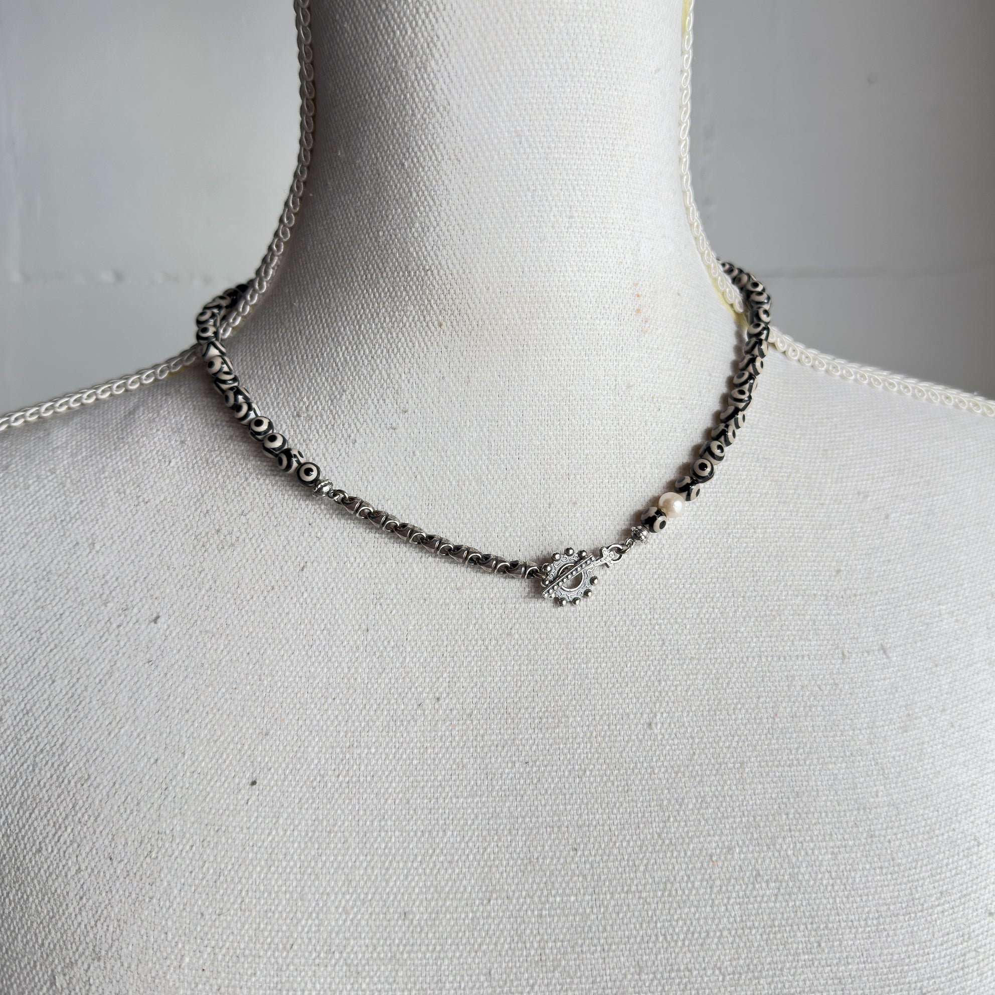 Etched Black Agate Necklace – Sterling Silver – Gem Kingdom