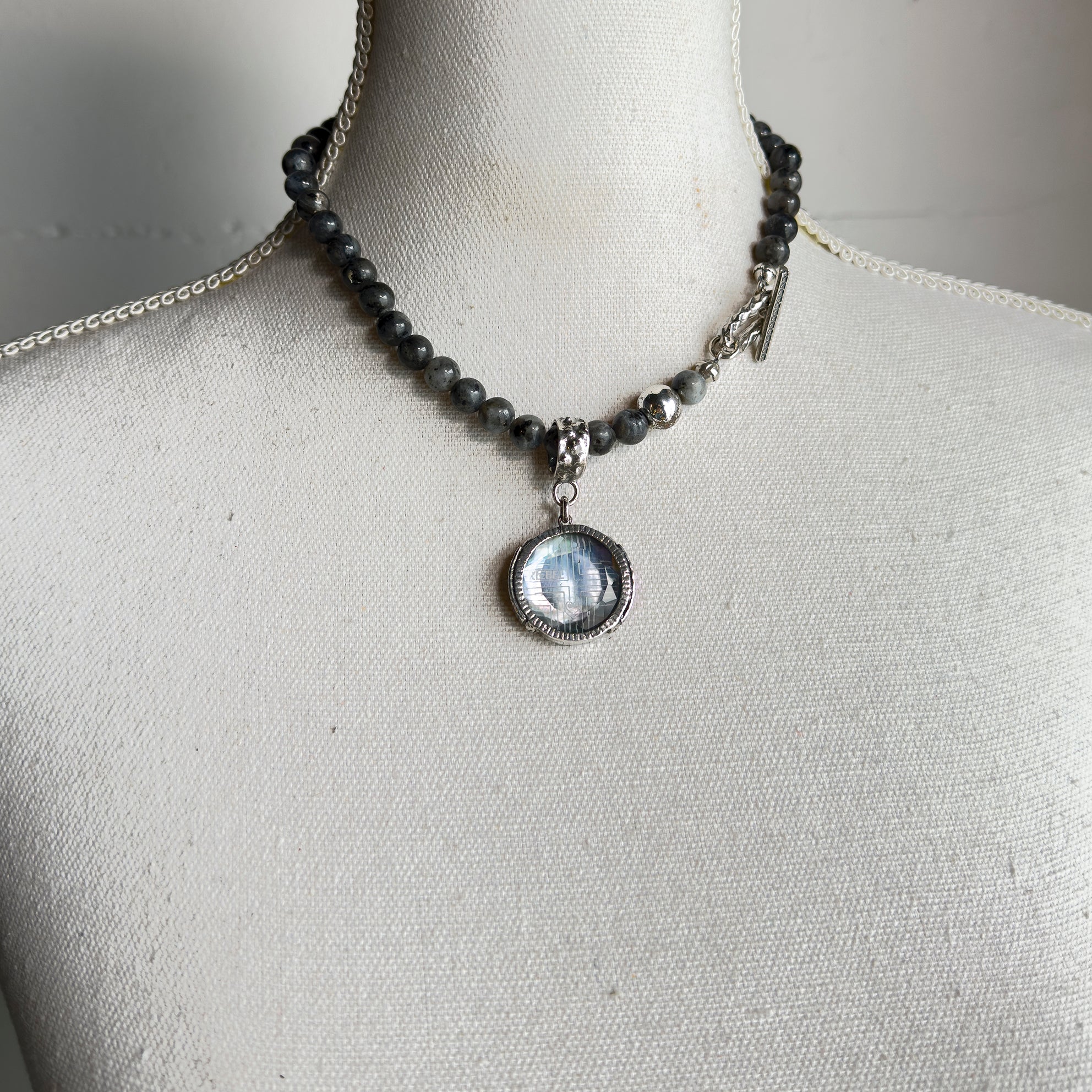 Rebel Rebel Dark Beaded Necklace – Sterling Silver – Gem Kingdom
