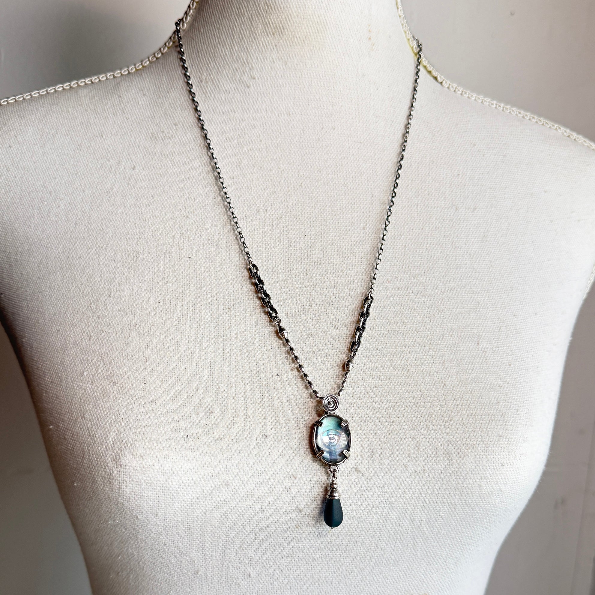 Grey Eye Necklace – Sterling Silver – Gem Kingdom