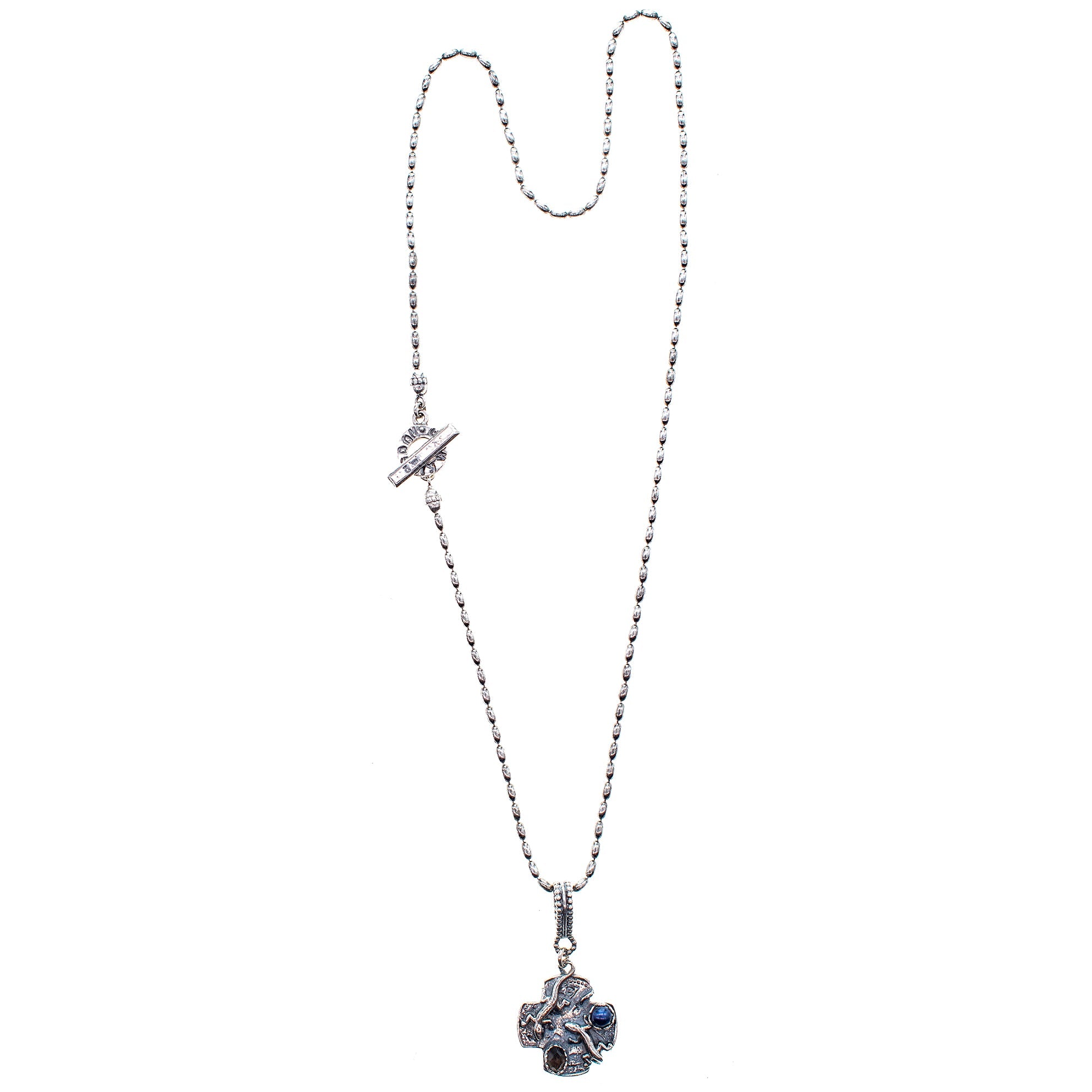 Dark Lizard Cross Necklace – Sterling Silver – Gem Kingdom