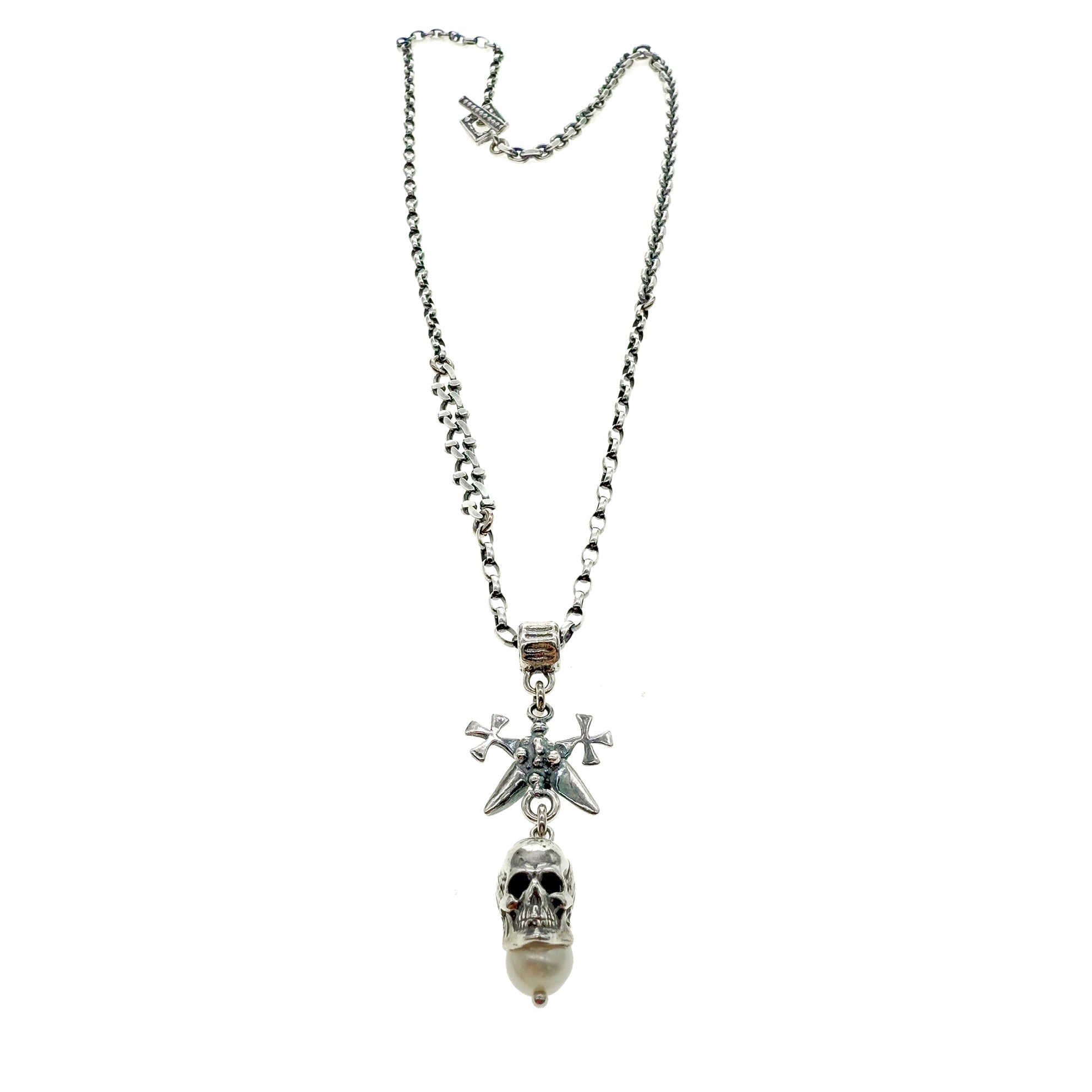 Skull Necklace – Sterling Silver – Gem Kingdom