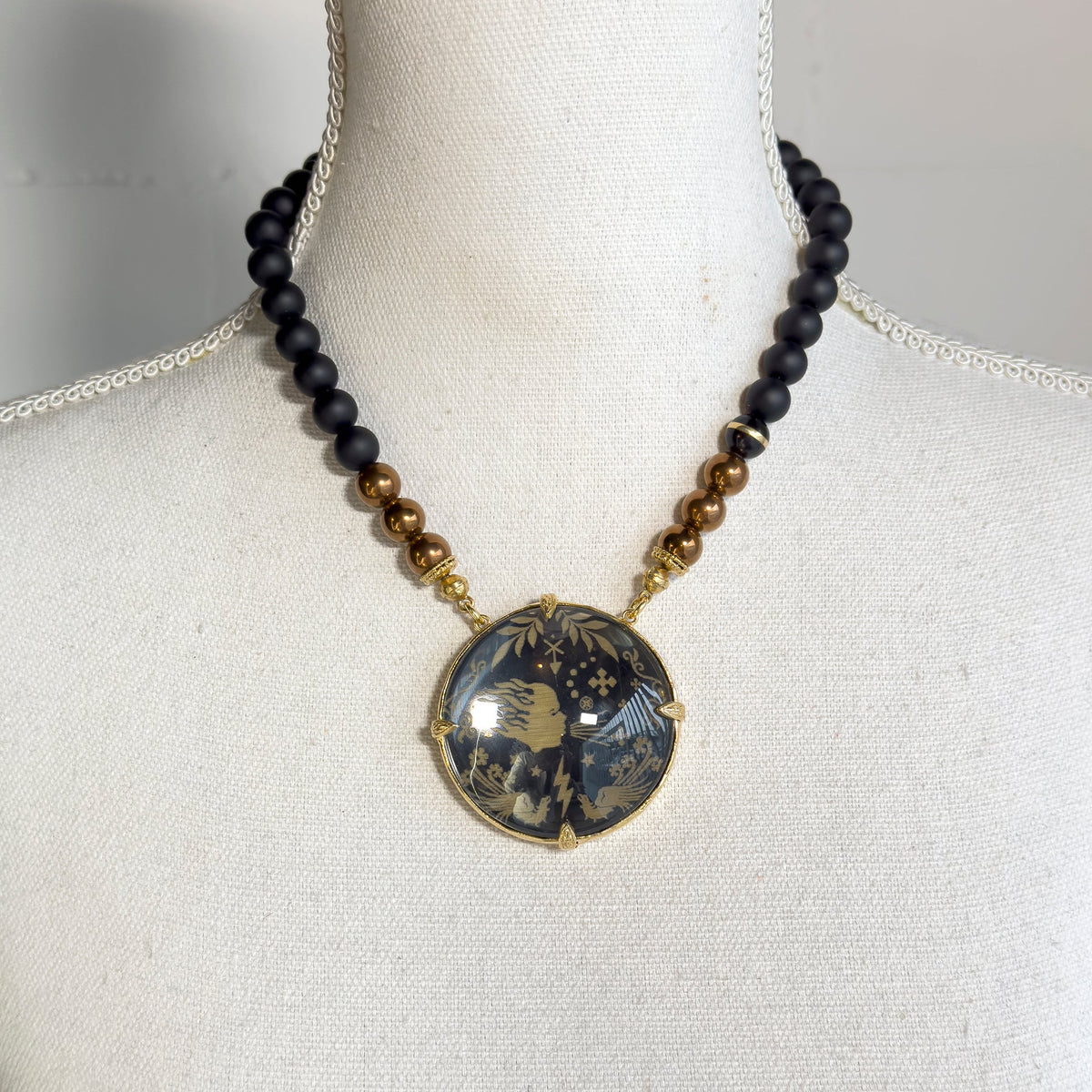 Zwart-Gouden Kristallen Ketting – Verguld – Gem Kingdom