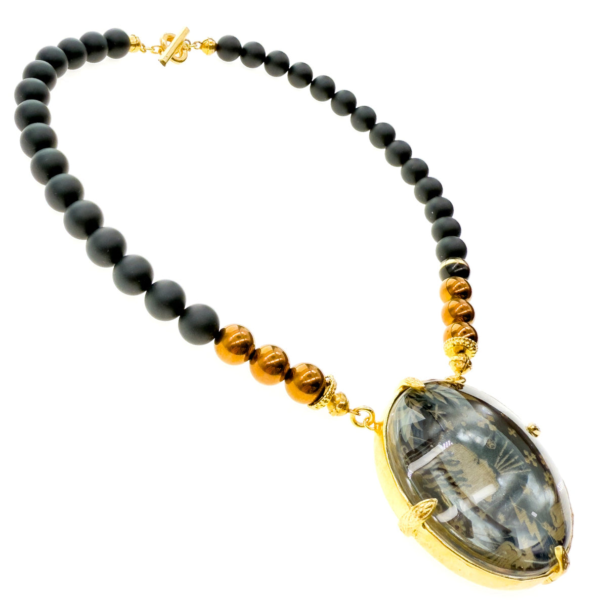 Zwart-Gouden Kristallen Ketting – Verguld – Gem Kingdom