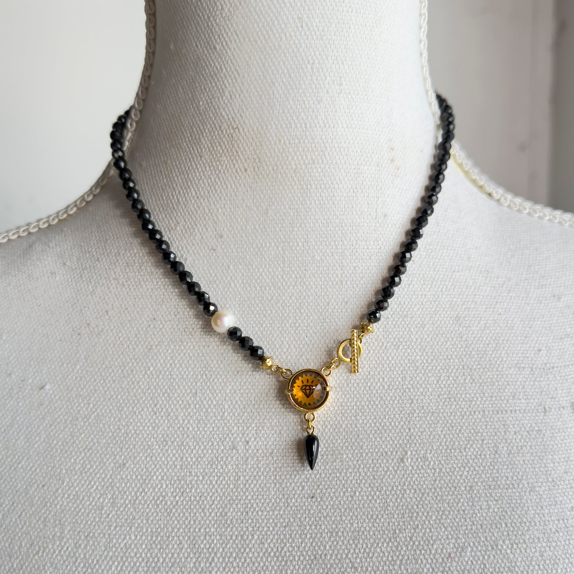 Talisman Pearl & Spinel Necklace – Gold Plated – Gem Kingdom
