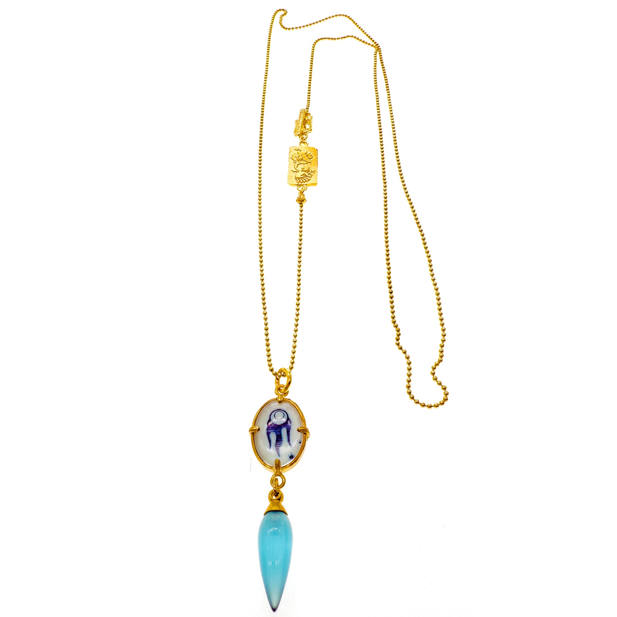 Blue Cosmic Glow Comet Necklace – Gold Plated – Gem Kingdom