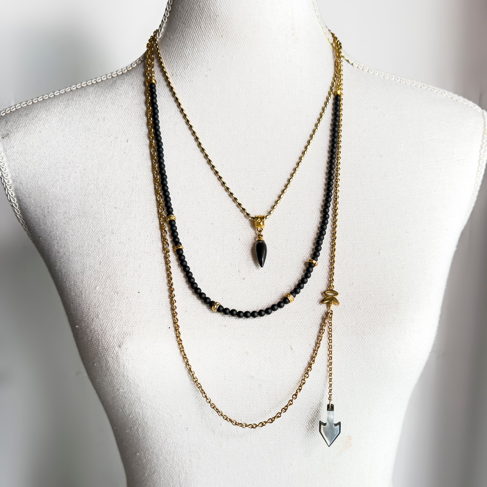 Triple Layered Talisman Necklace – Gold Plated – Gem Kingdom