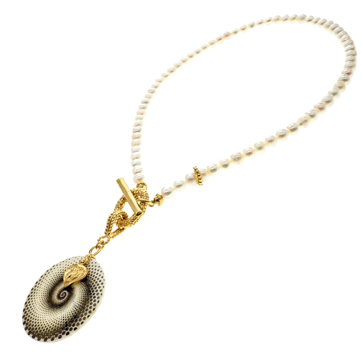Parel Swirl Ketting – 18K Verguld – Gem Kingdom