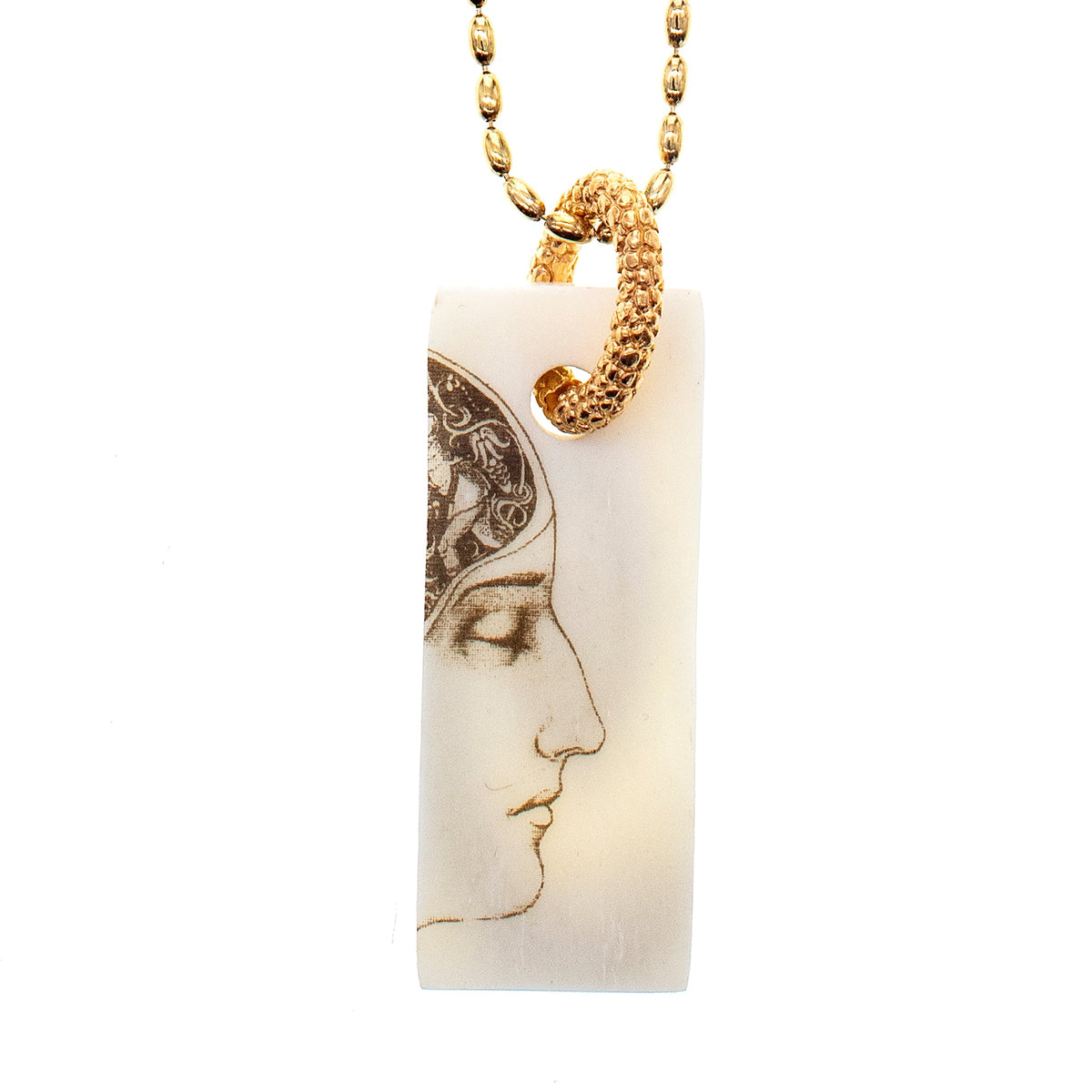 Ketting Profiel En Swirl Wit – 18K Verguld – Gem Kingdom