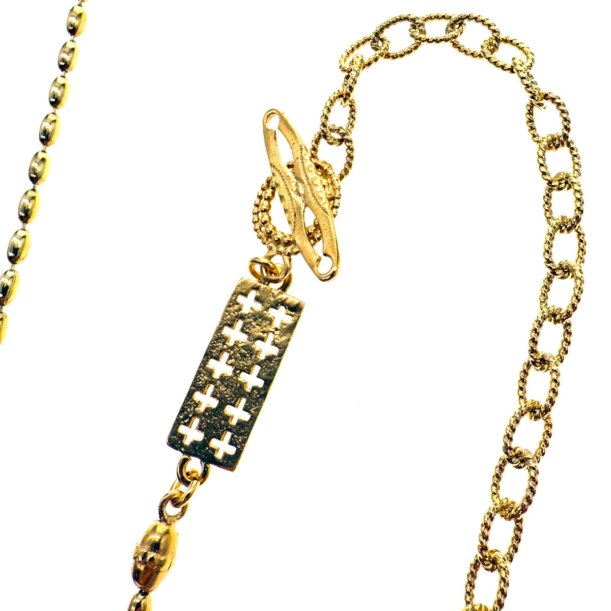 Ketting Profiel En Swirl Wit – 18K Verguld – Gem Kingdom