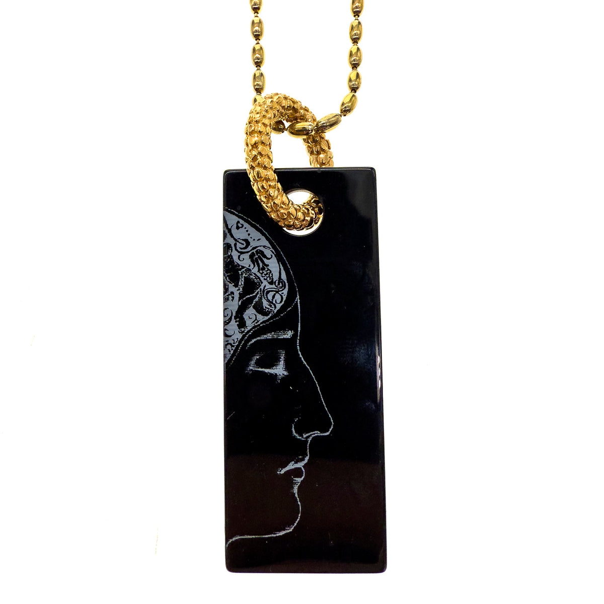 Ketting Profiel En Swirl Zwart – 18K Verguld – Gem Kingdom