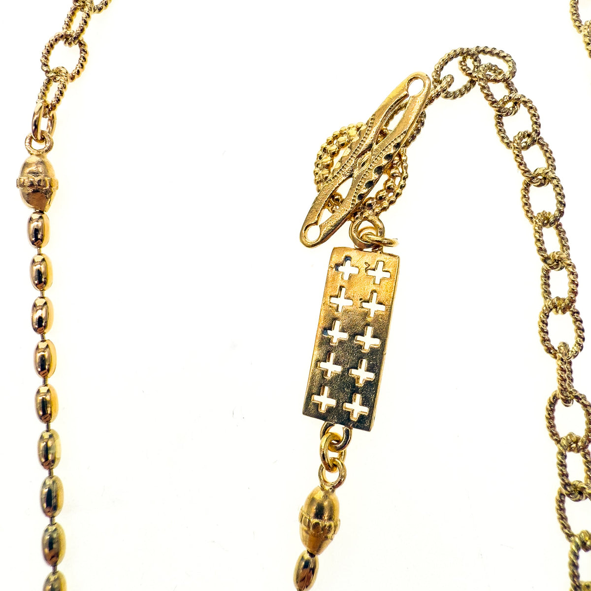 Ketting Profiel En Swirl Zwart – 18K Verguld – Gem Kingdom