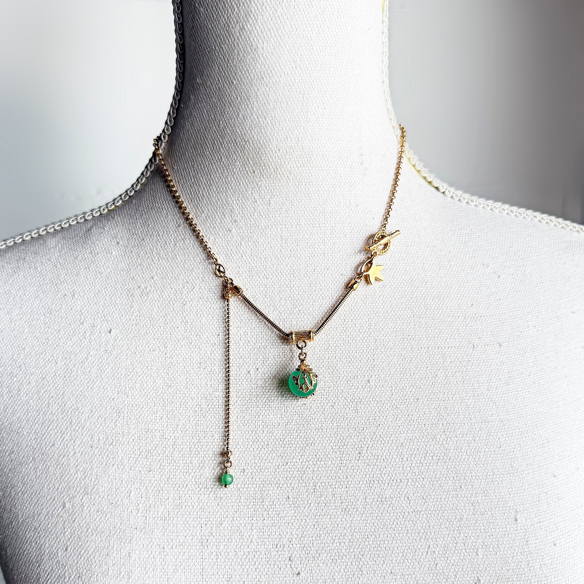 Green Orb Charm Necklace – Gold Plated – Gem Kingdom