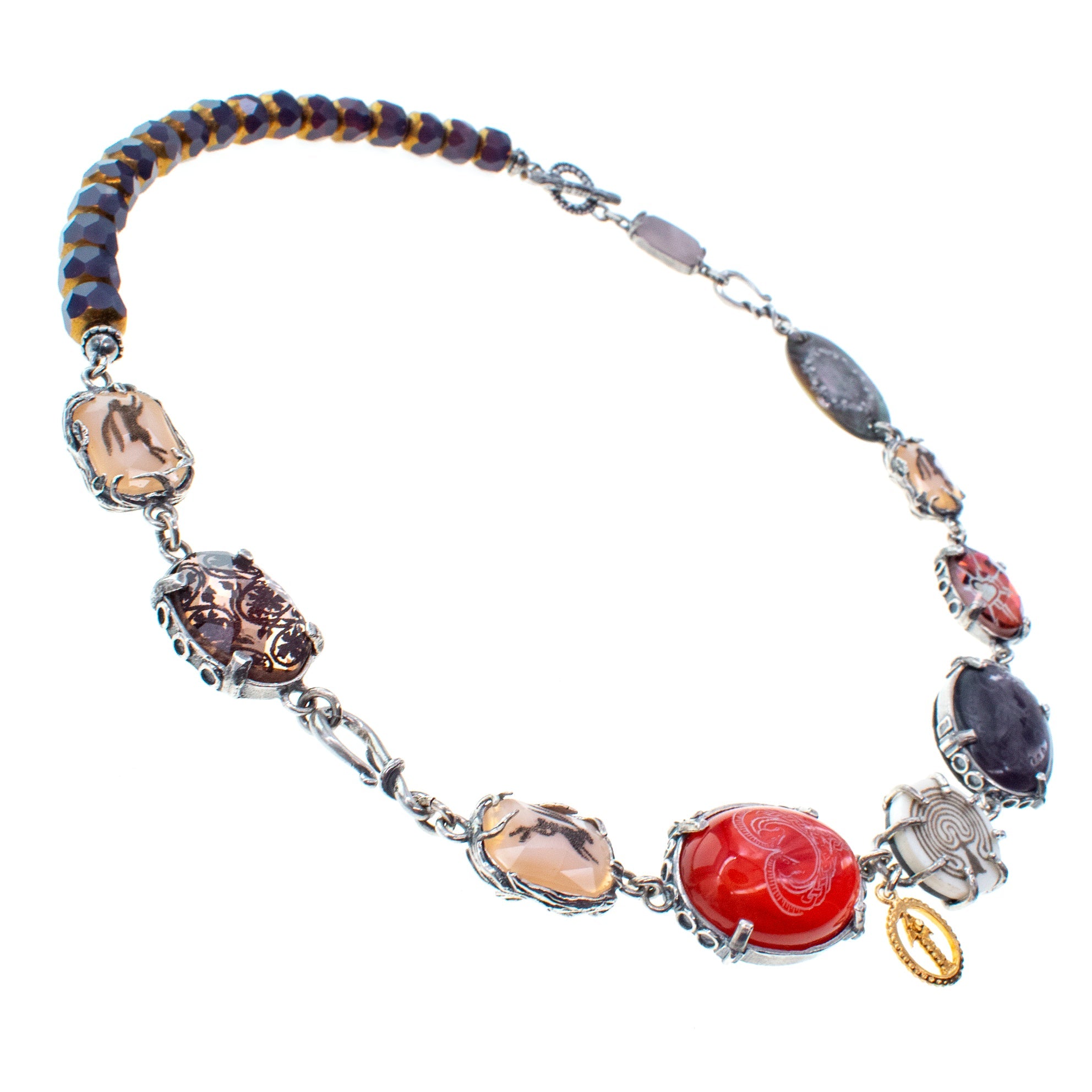 Multi-Stone Intaglio Necklace – Sterling Silver – Gem Kingdom