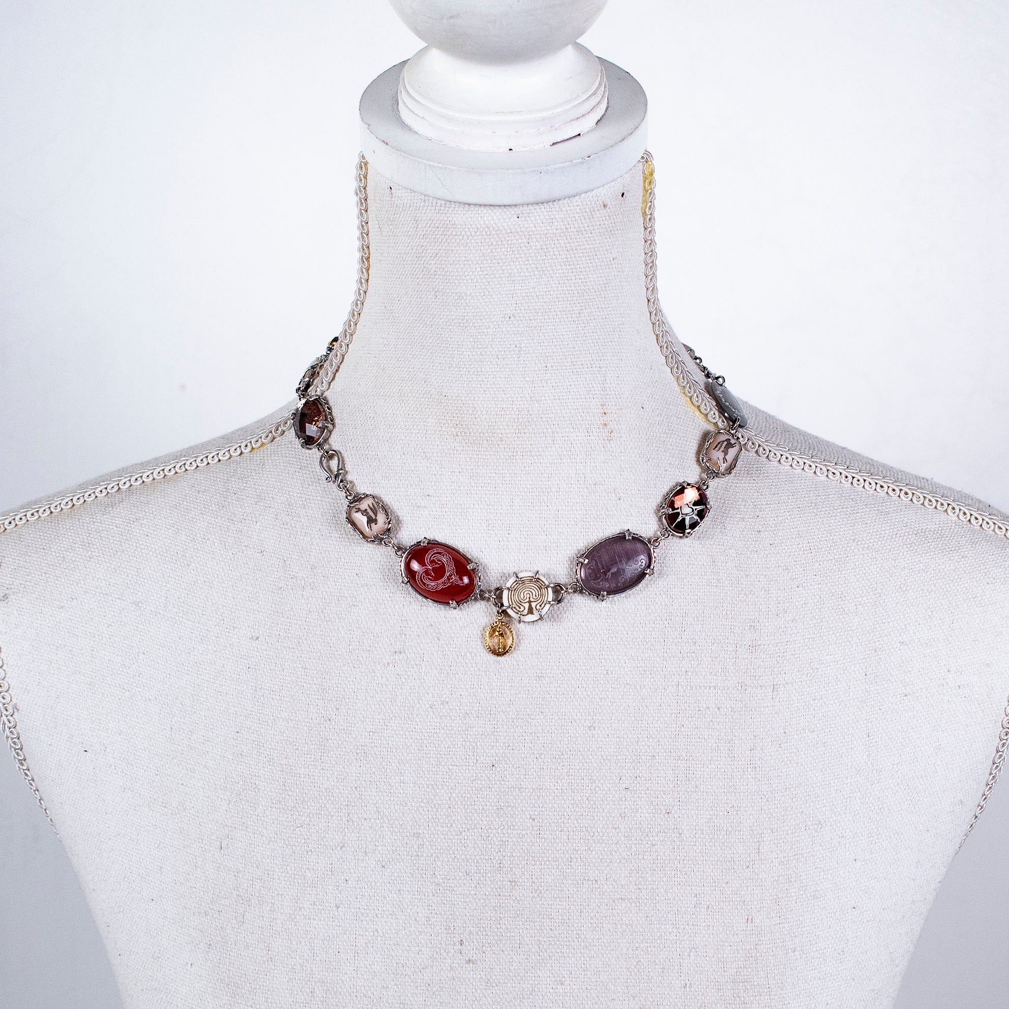 Multi-Stone Intaglio Necklace – Sterling Silver – Gem Kingdom