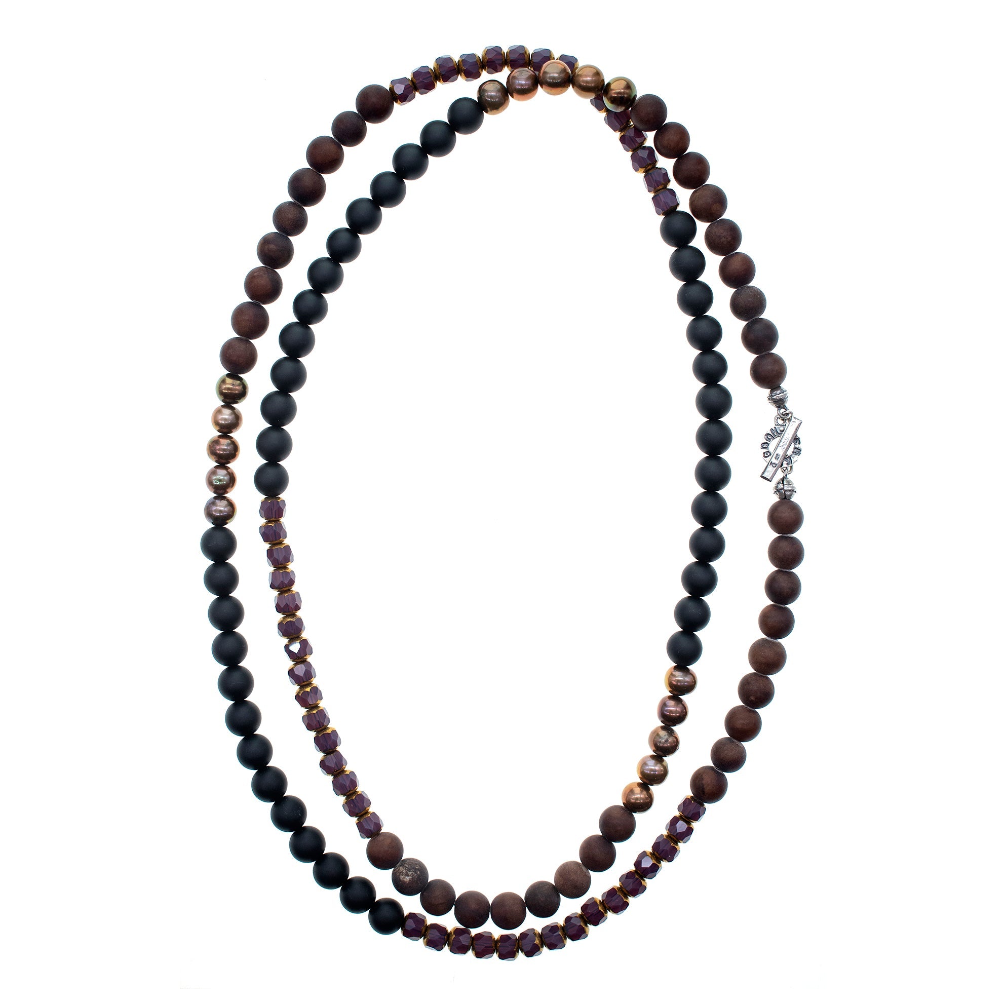 Mashan Jade & Black Matte Onyx Extra Long Necklace – Sterling Silver – Gem Kingdom