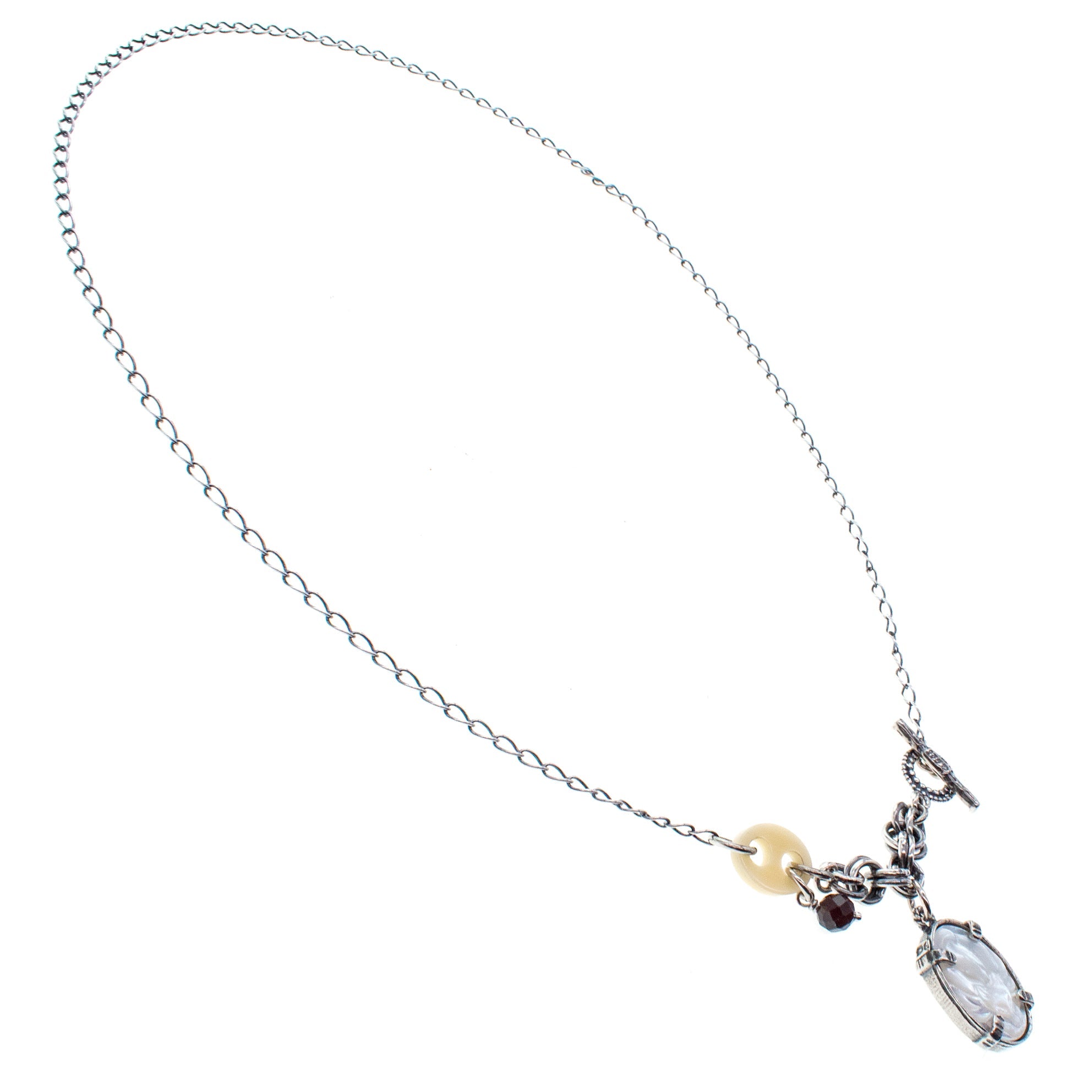 White Mother Of Pearl Fox Cameo Pendant Necklace – Sterling Silver – Gem Kingdom