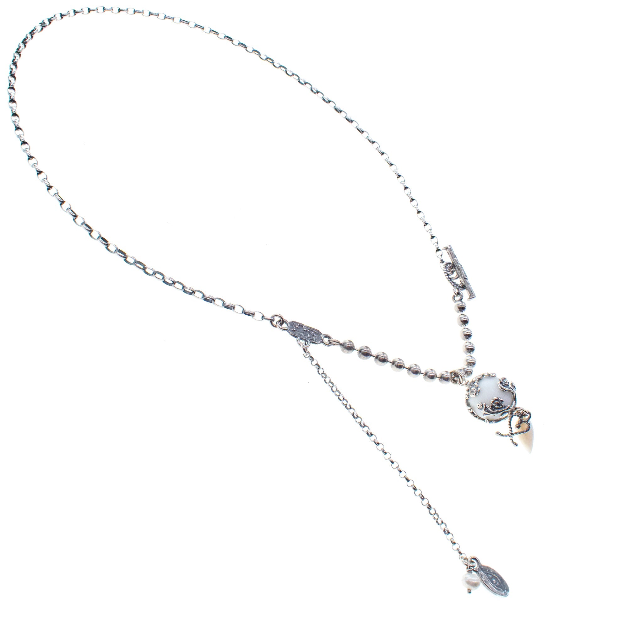 White Porcelain Pendant Necklace – Sterling Silver – Gem Kingdom