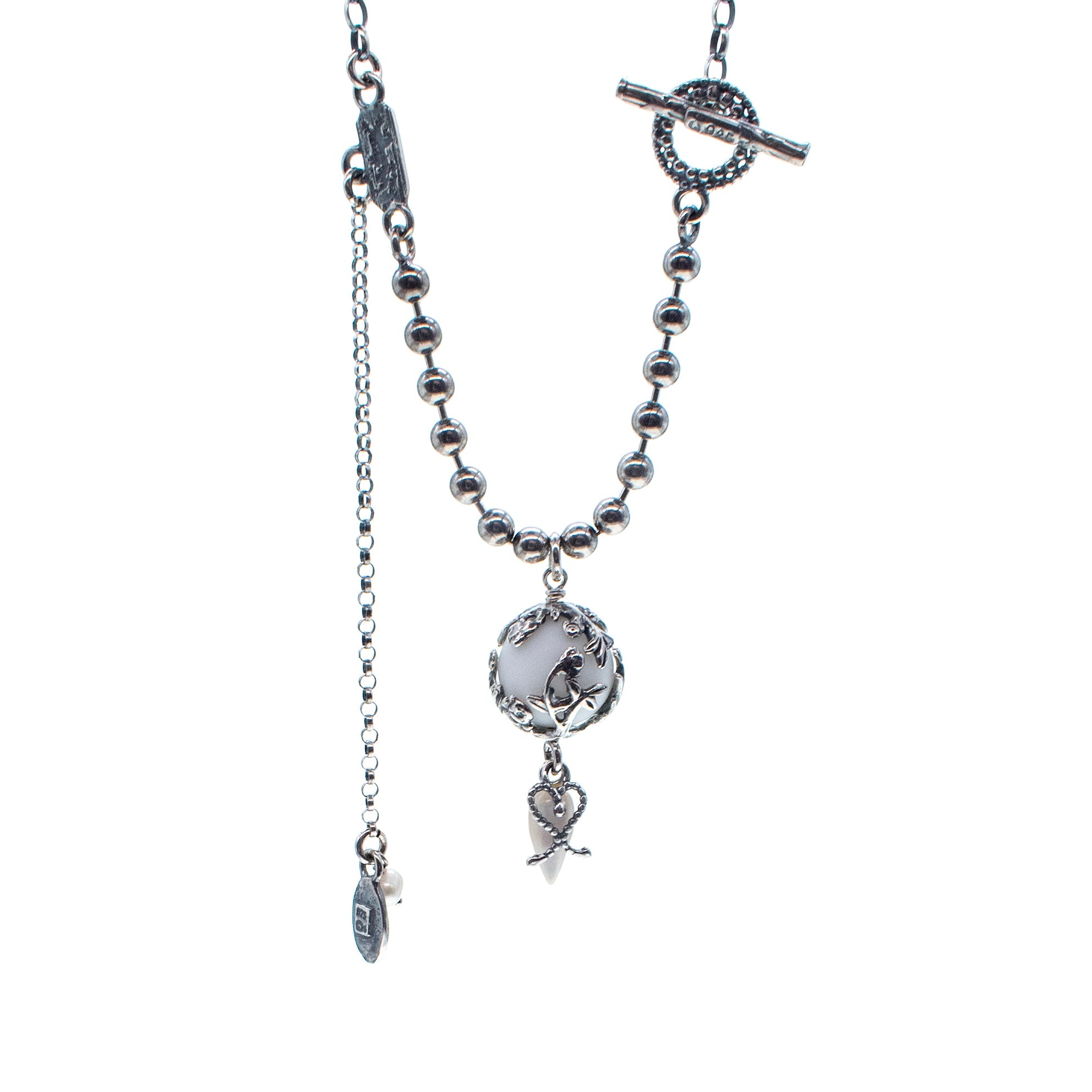 White Porcelain Pendant Necklace – Sterling Silver – Gem Kingdom