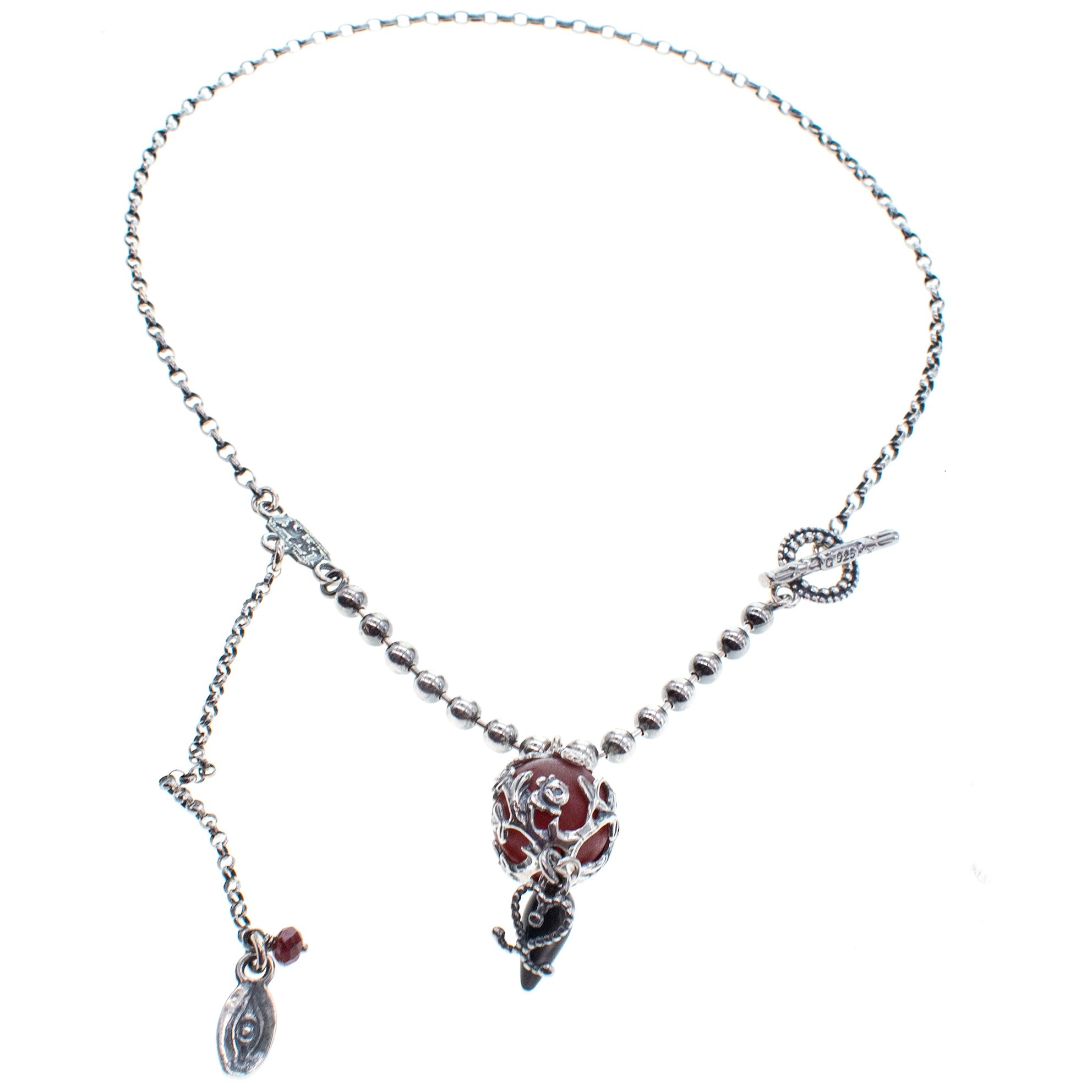 Red Carnelian Pendant Necklace – Sterling Silver – Gem Kingdom