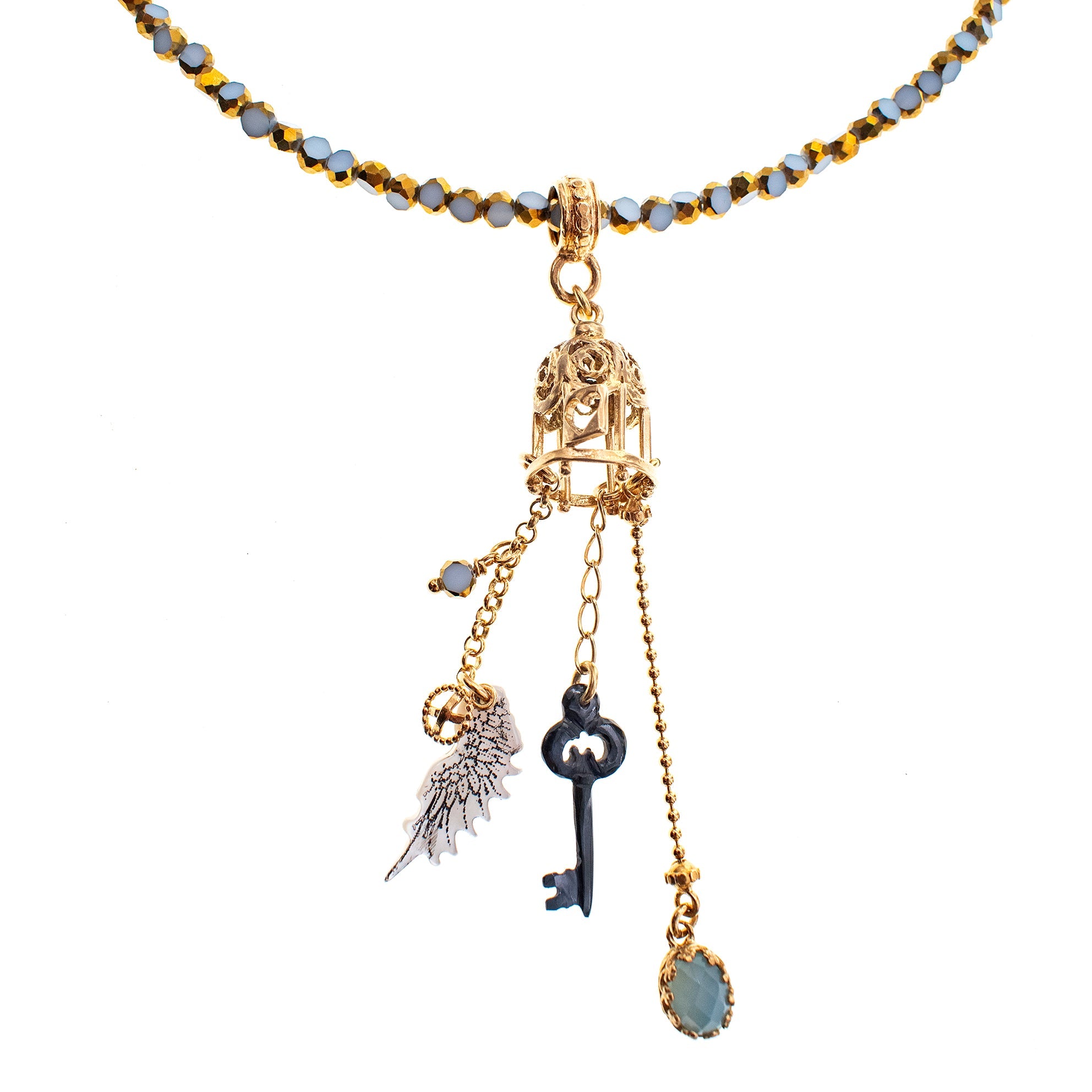 Enchanted Birdcage Necklace – Gold Plated – Gem Kingdom
